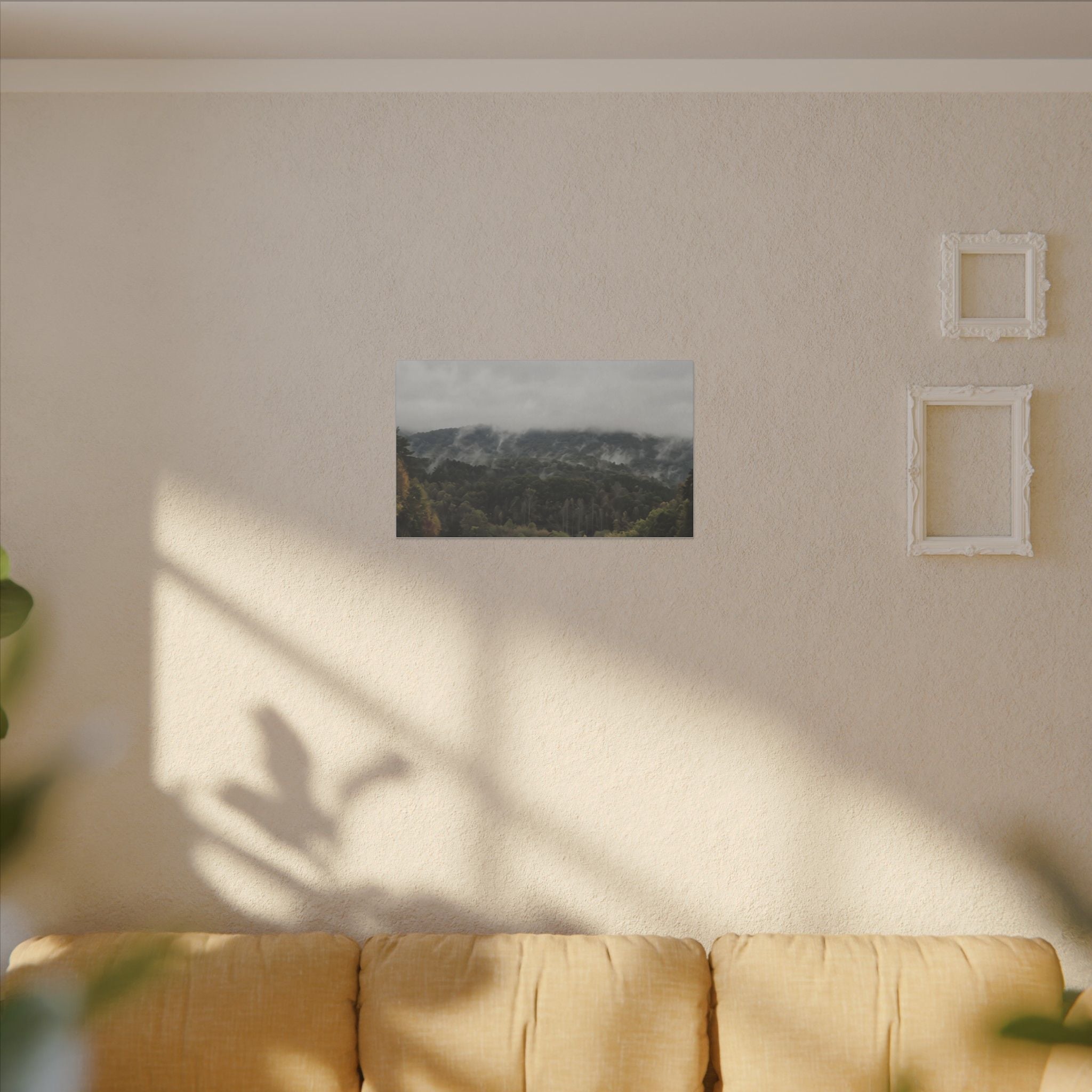 Foggy Blue Ridge Mountain Road Matte Canvas — Stretched Landscape Wall Art