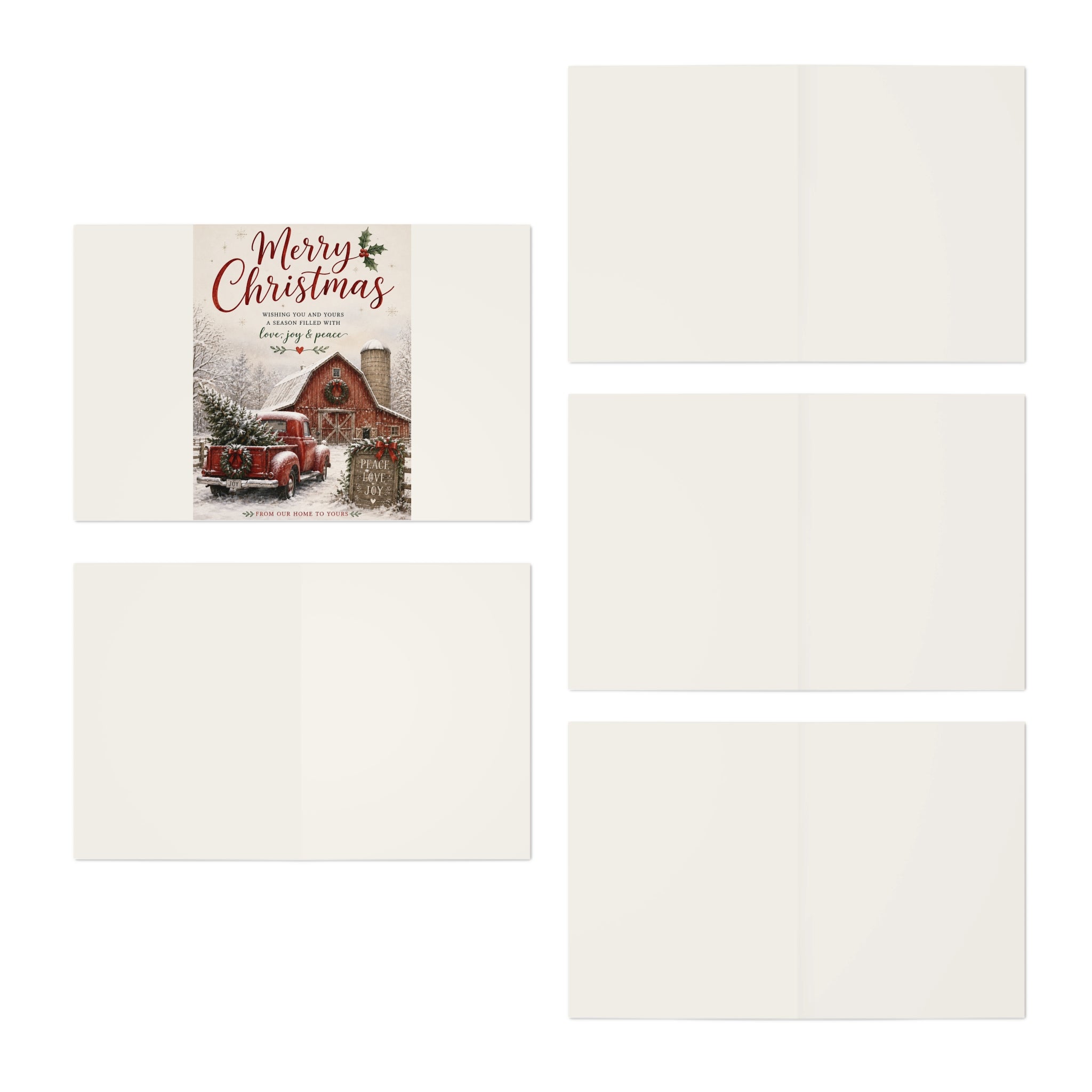 Vintage Christmas Greeting Cards — 5-Pack Assorted Holiday Scenes (Merry Christmas)