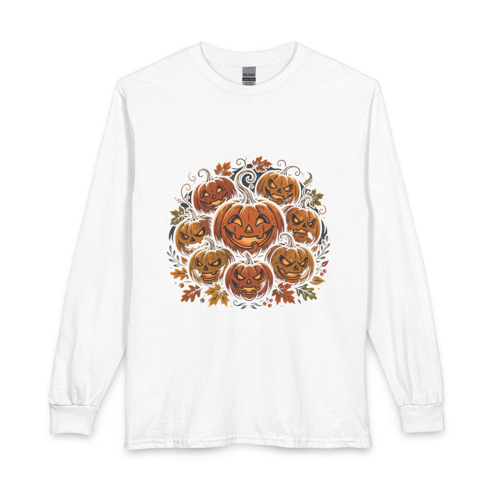 Halloween Pumpkin Jack-o'-Lanterns Long Sleeve Tee — Fall Haunted Harvest Shirt