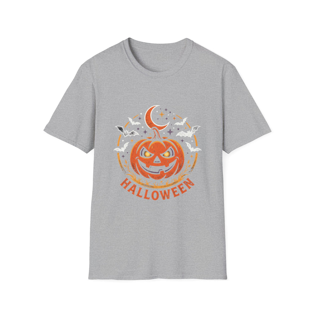 Halloween Pumpkin Tee — Jack-O'-Lantern Moon & Bats Graphic T-Shirt