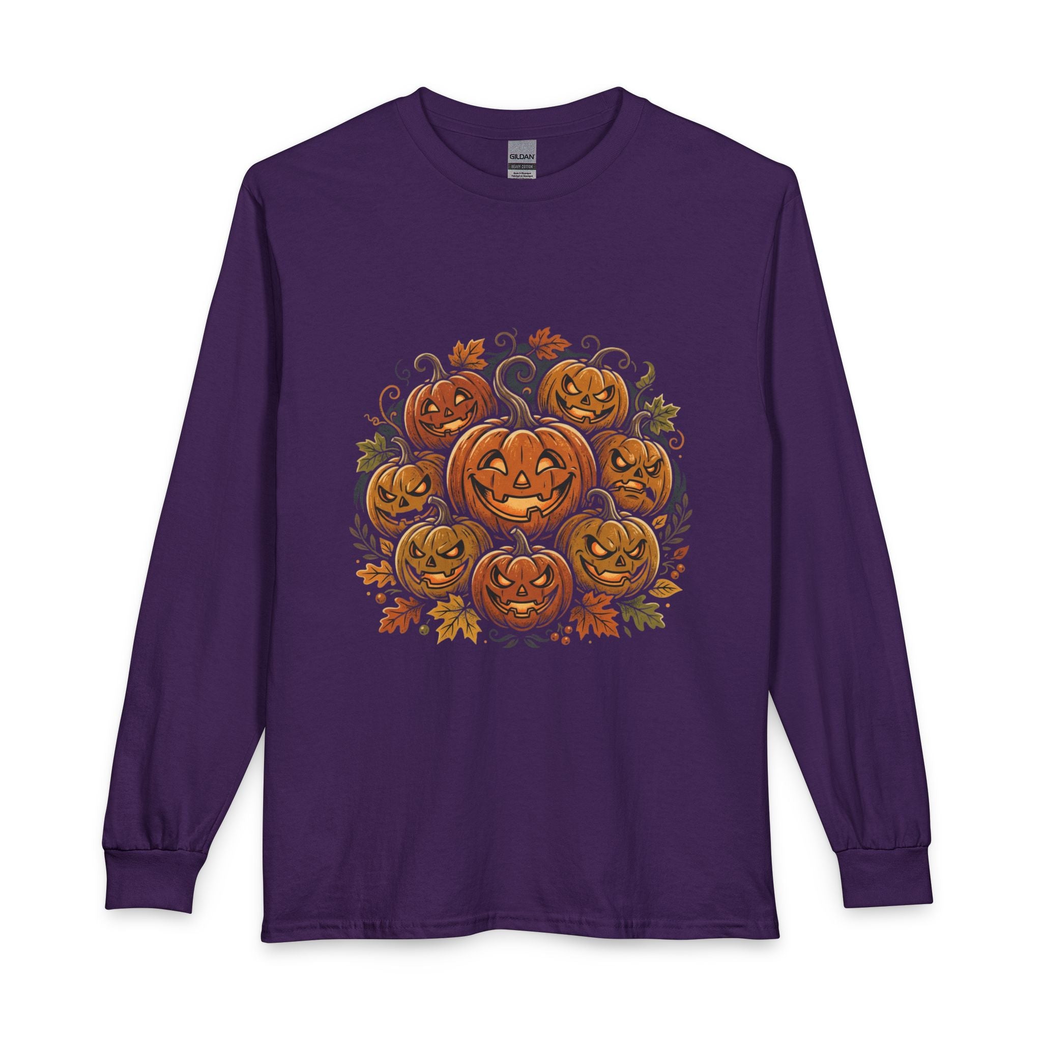 Halloween Pumpkin Jack-o'-Lanterns Long Sleeve Tee — Fall Haunted Harvest Shirt