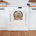 Cotton Tea Towel - Retro BBQ Farm Animals "A Cow, A Pig and A Chicken Go to a BBQ...The End"