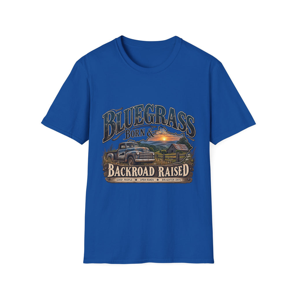 Bluegrass Born & Backroad Raised T-Shirt — Country Sunset Graphic Tee