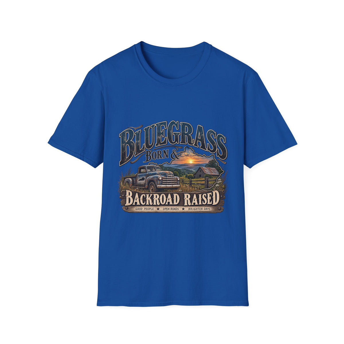 Bluegrass Born & Backroad Raised T-Shirt — Country Sunset Graphic Tee