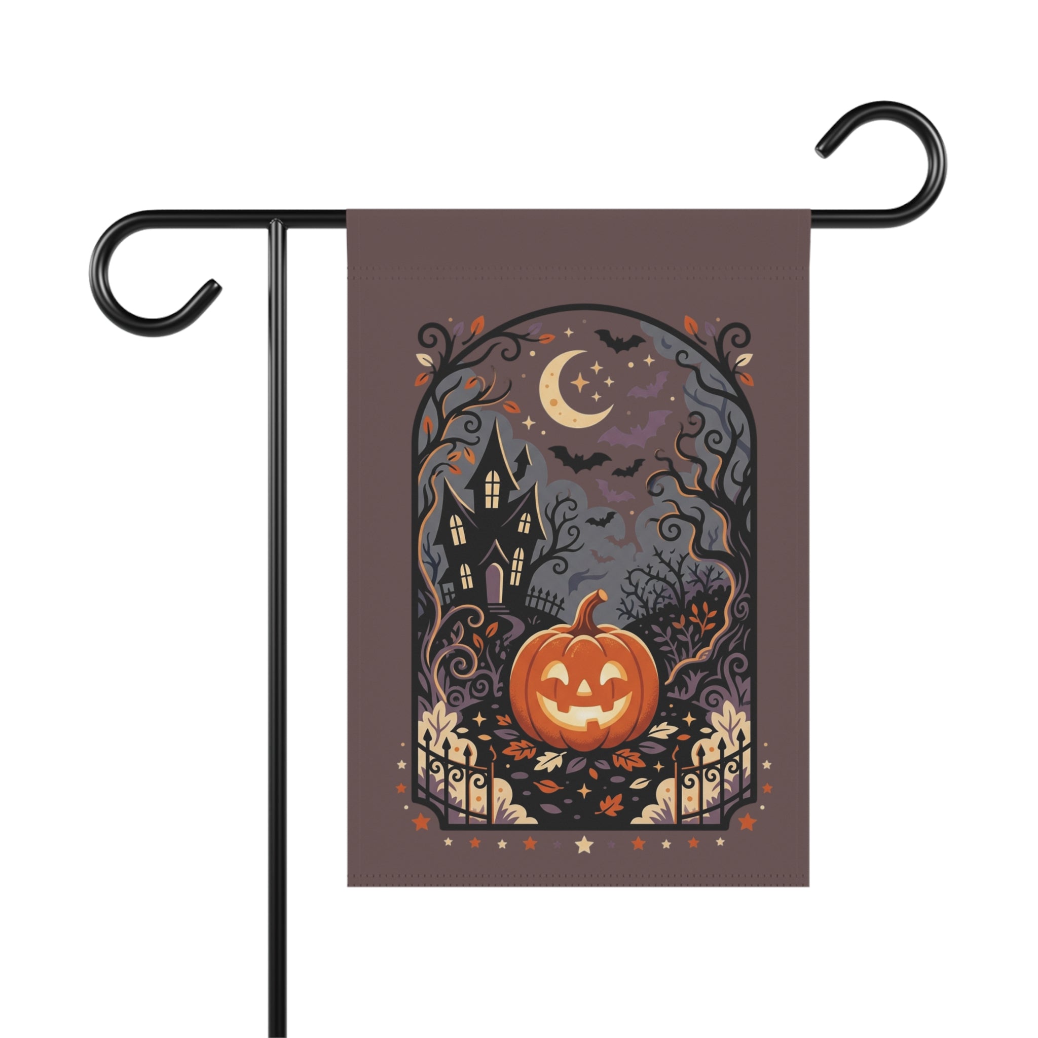 Halloween Garden Flag — Haunted House Pumpkin Yard Banner