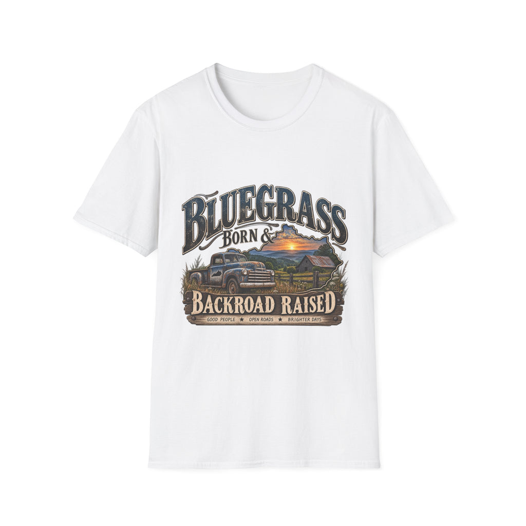 Bluegrass Born & Backroad Raised T-Shirt — Country Sunset Graphic Tee