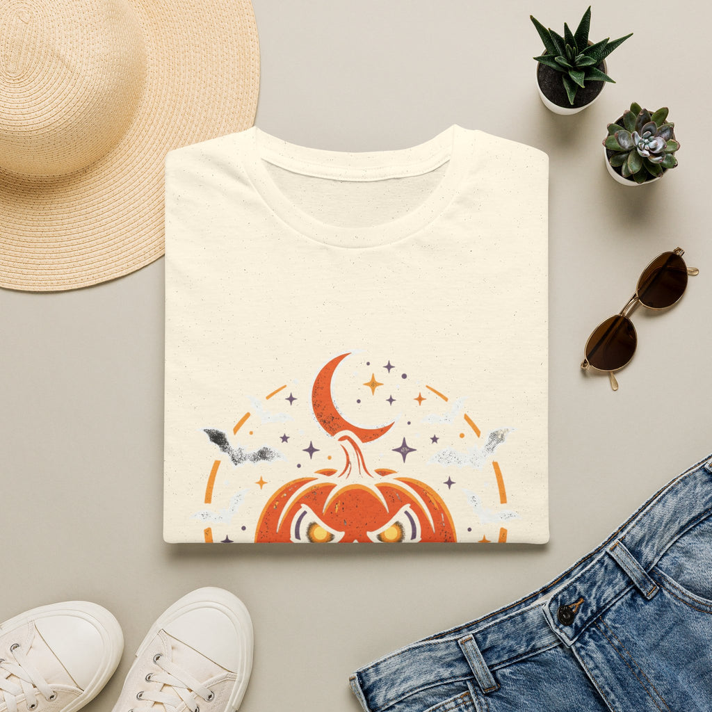 Halloween Pumpkin Tee — Jack-O'-Lantern Moon & Bats Graphic T-Shirt