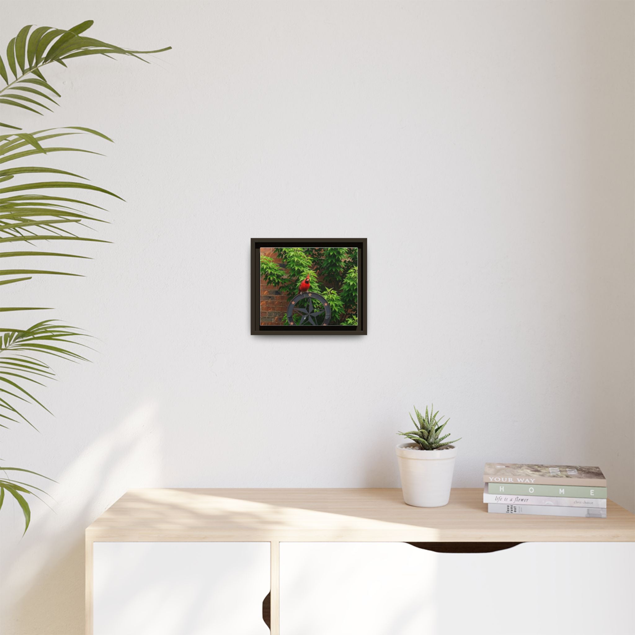 Cardinal on Star Wheel — Framed Matte Canvas Wall Art