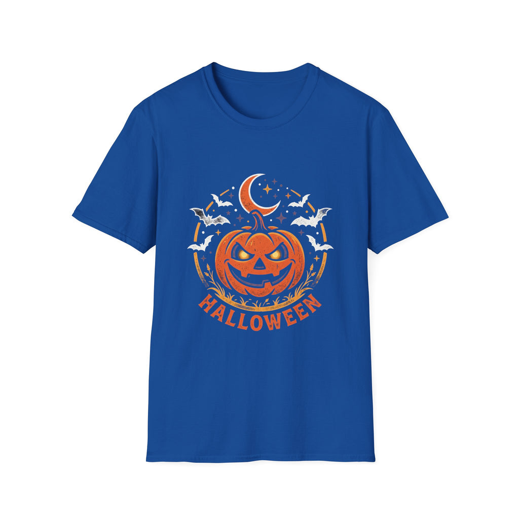 Halloween Pumpkin Tee — Jack-O'-Lantern Moon & Bats Graphic T-Shirt