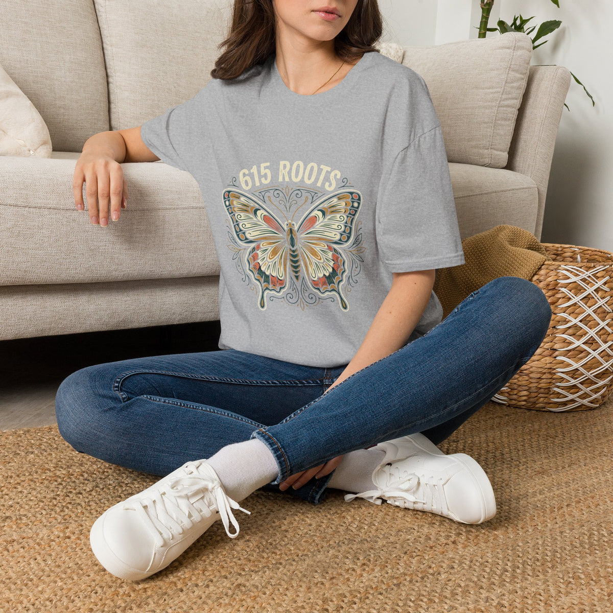 Butterfly Floral T-Shirt – "615 Roots" Vintage Nature Graphic Tee