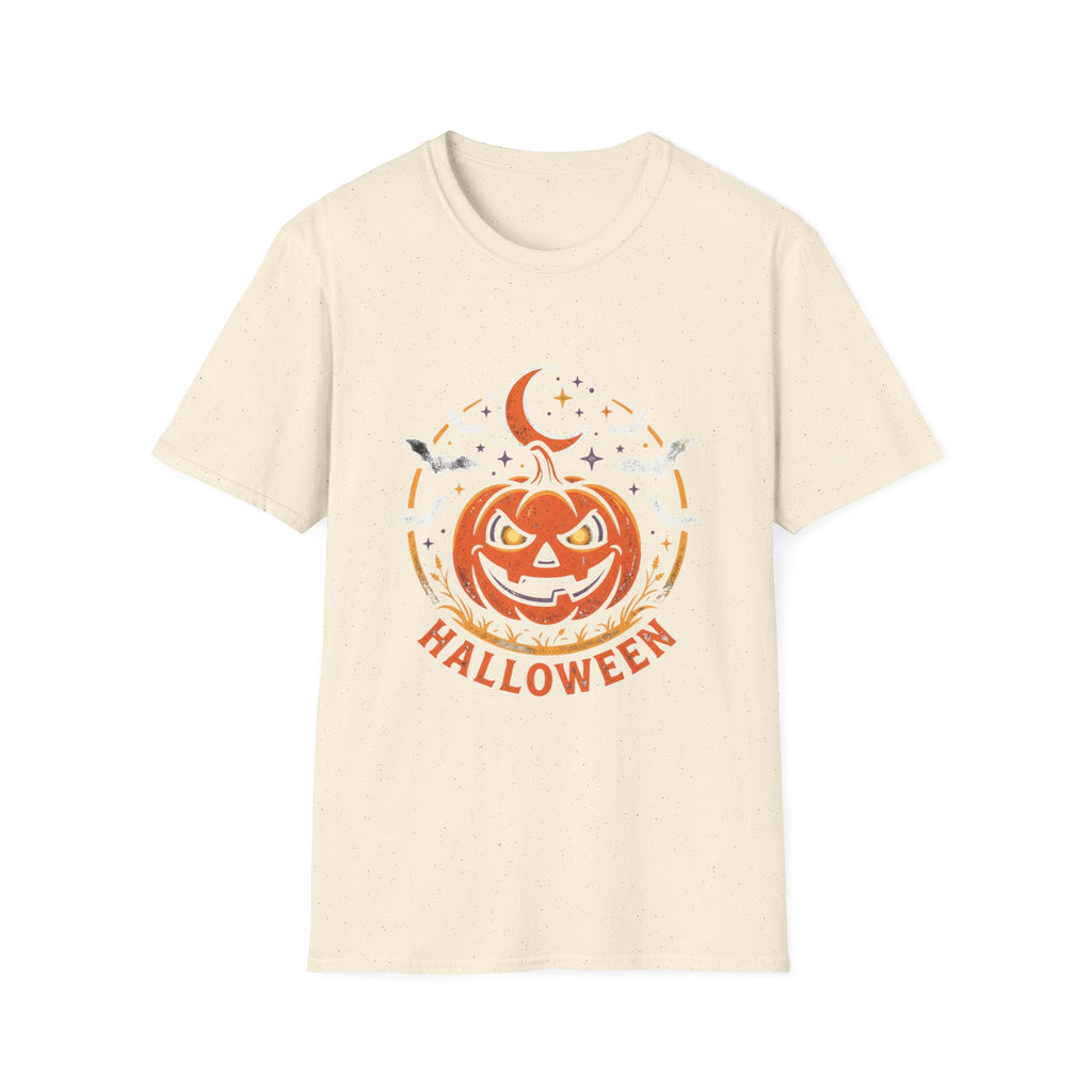 Halloween Pumpkin Tee — Jack-O'-Lantern Moon & Bats Graphic T-Shirt
