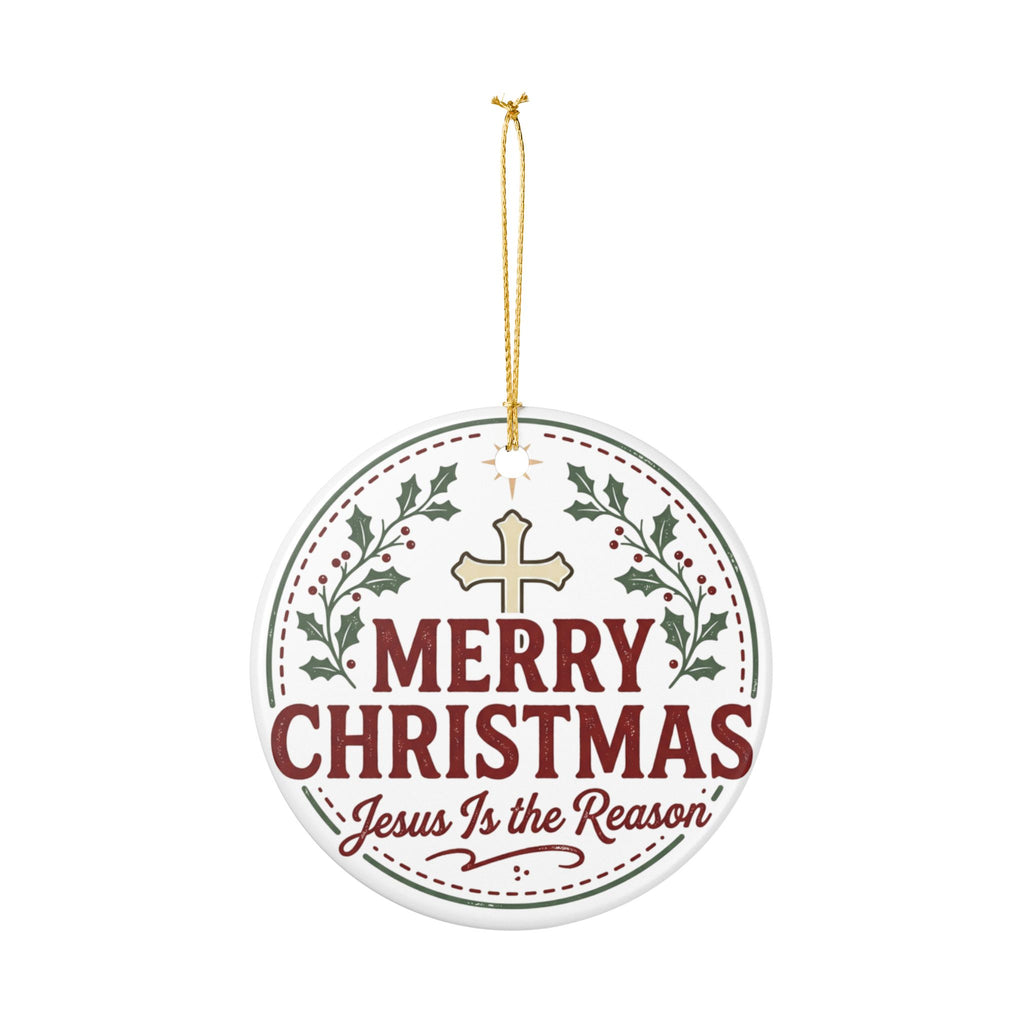 Merry Christmas Ceramic Ornament — "Jesus Is the Reason" Holiday Decoration