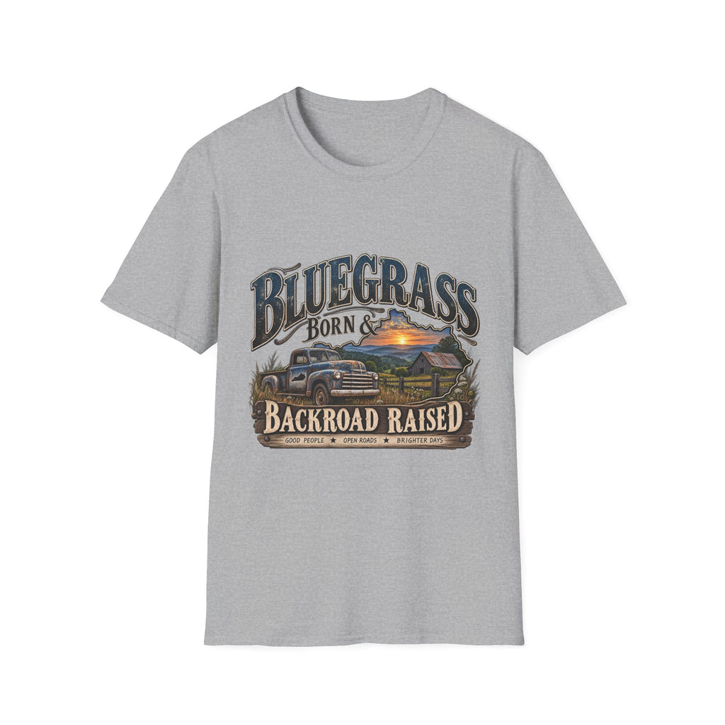 Bluegrass Born & Backroad Raised T-Shirt — Country Sunset Graphic Tee