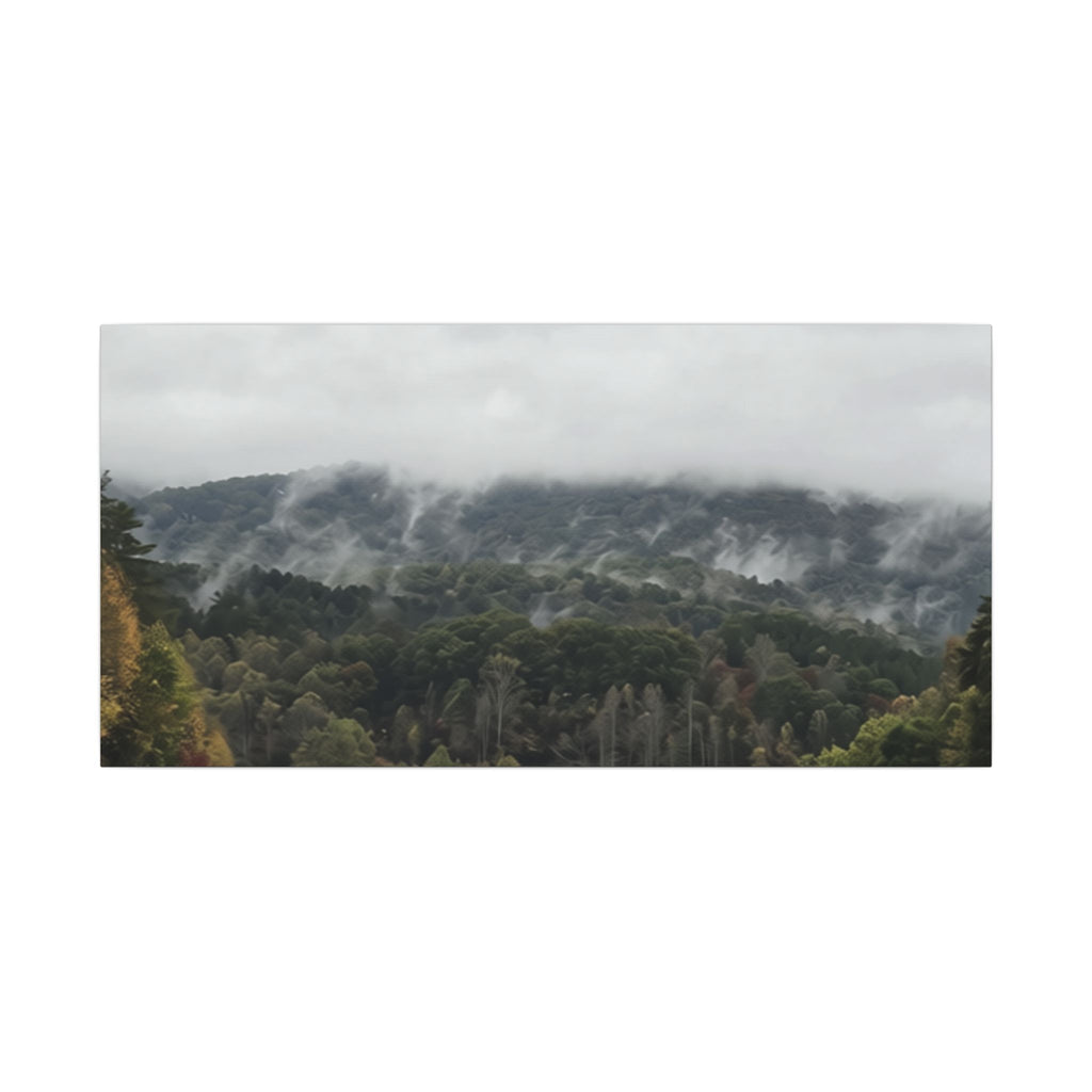 Foggy Blue Ridge Mountain Road Matte Canvas — Stretched Landscape Wall Art