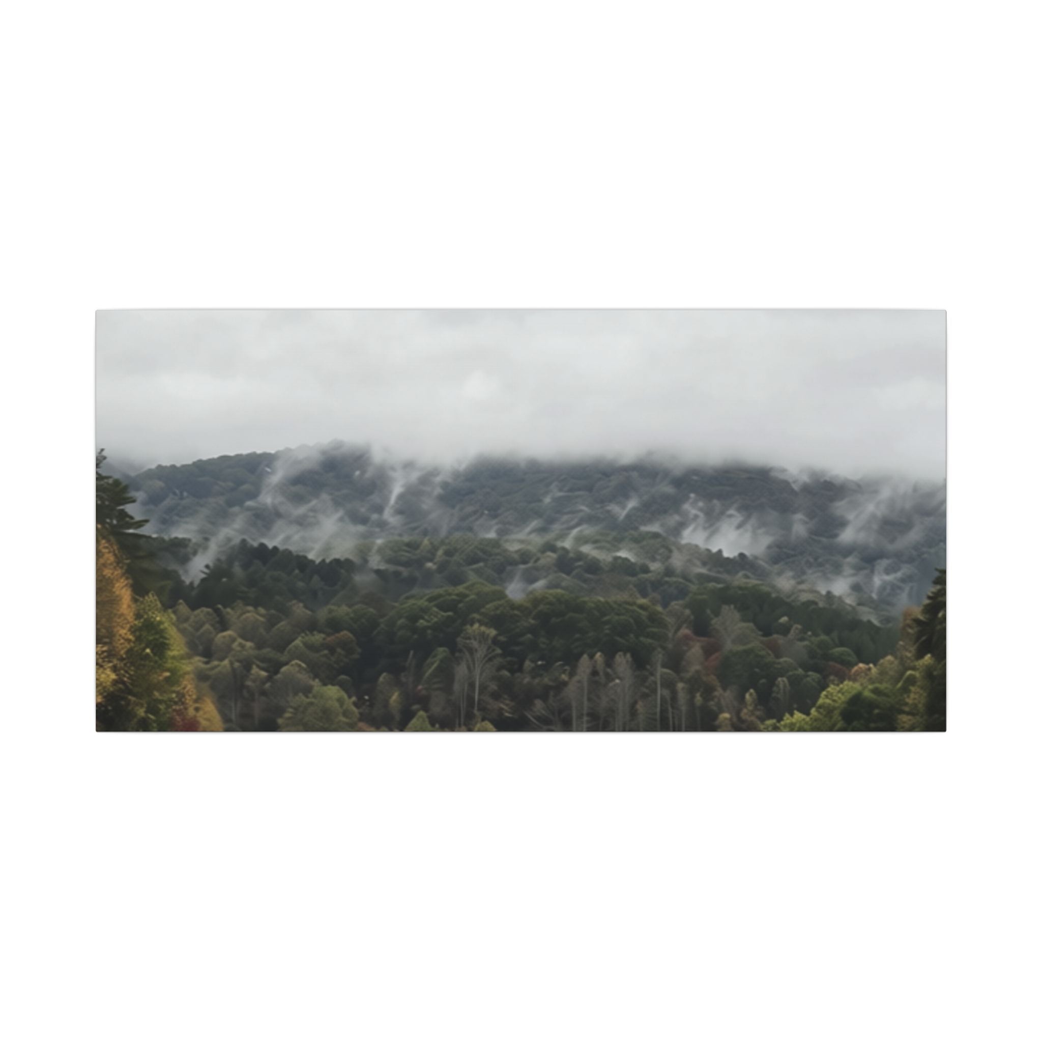 Foggy Blue Ridge Mountain Road Matte Canvas — Stretched Landscape Wall Art