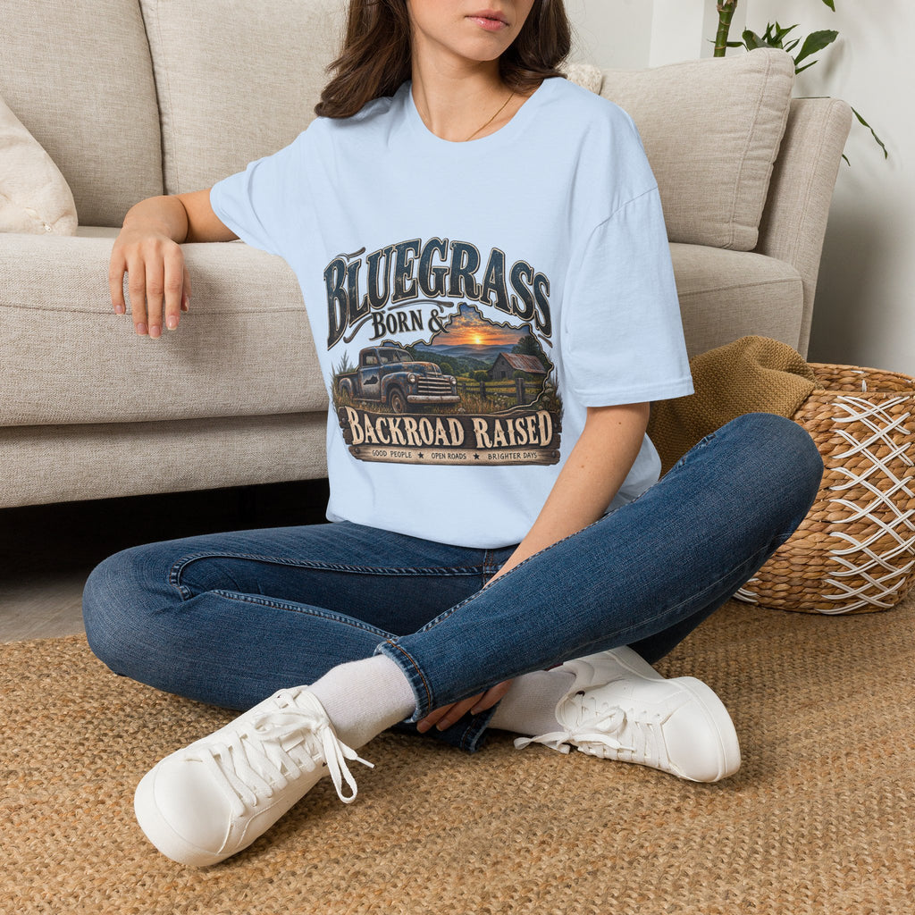 Bluegrass Born & Backroad Raised T-Shirt — Country Sunset Graphic Tee