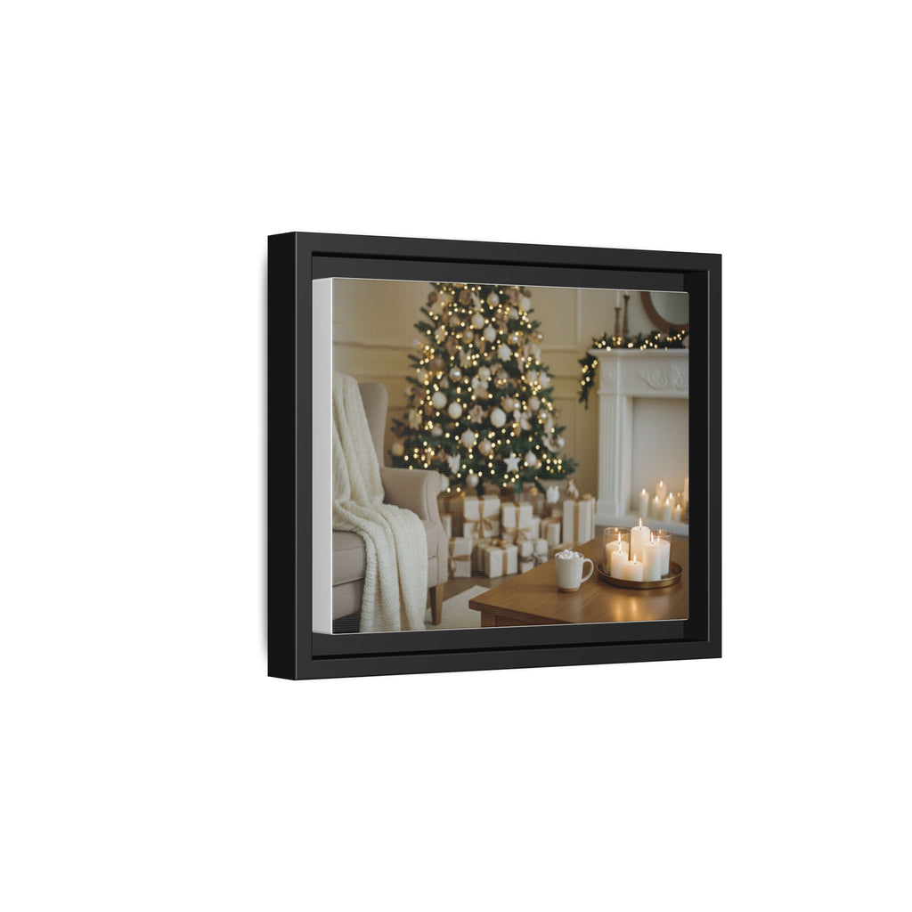 Framed Holiday Canvas Print — Cozy Christmas Living Room Wall Art
