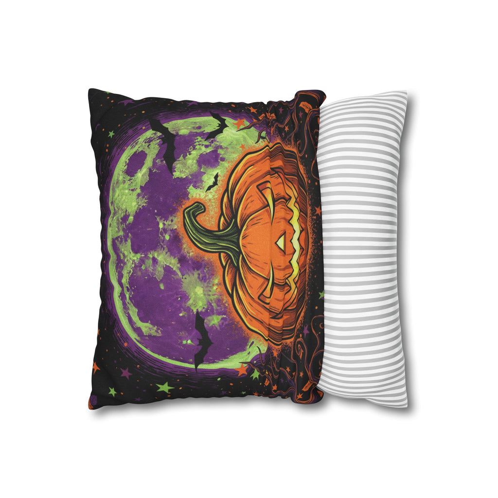 Halloween Pumpkin Throw Pillowcase — Spooky Jack-o'-Lantern Moon Design