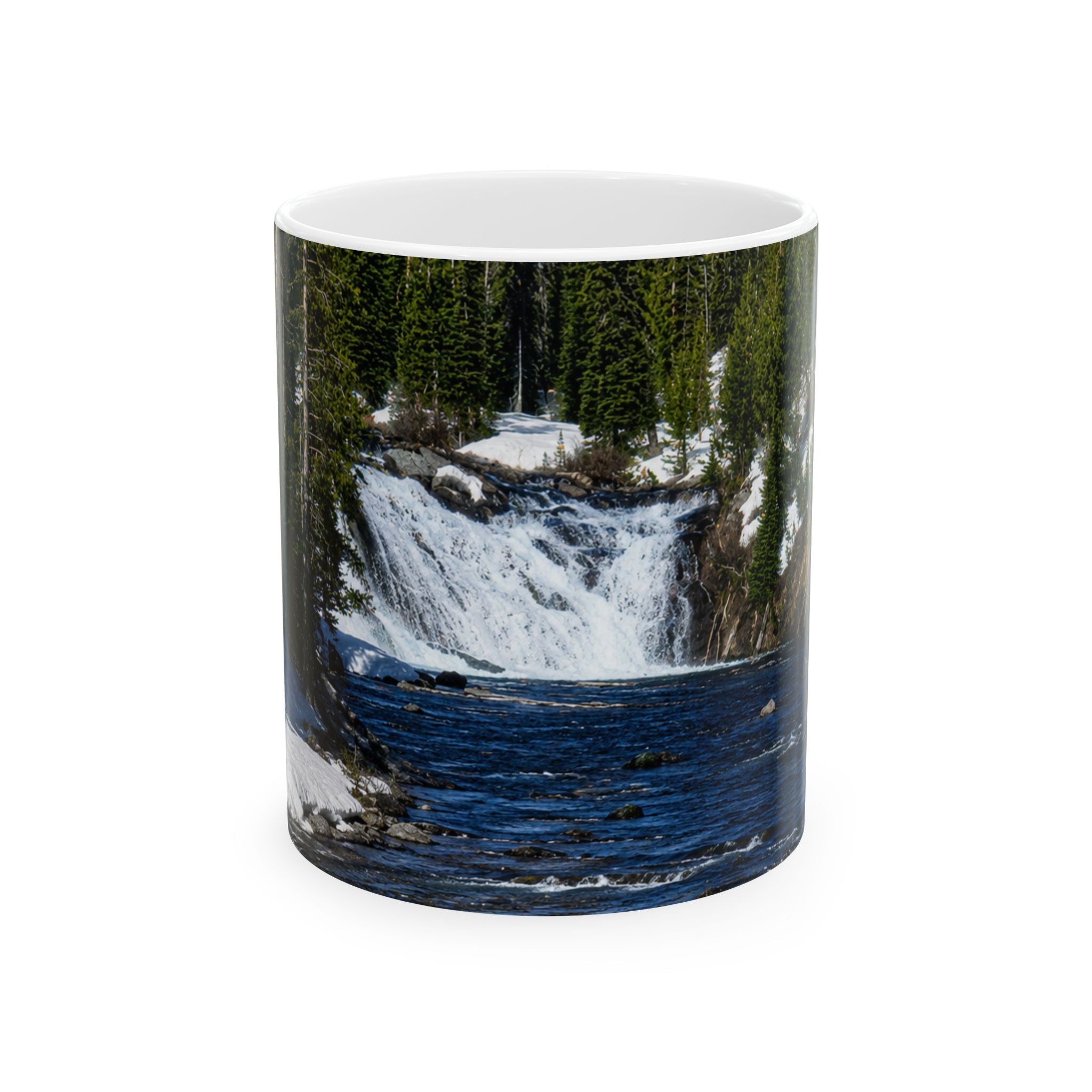 Waterfall Scenic Ceramic Mug - Nature River Landscape Coffee Cup (11oz, 15oz)