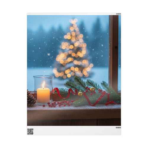 Christmas Window Scene Wrapping Paper — Holiday Candle & Tree Gift Wrap
