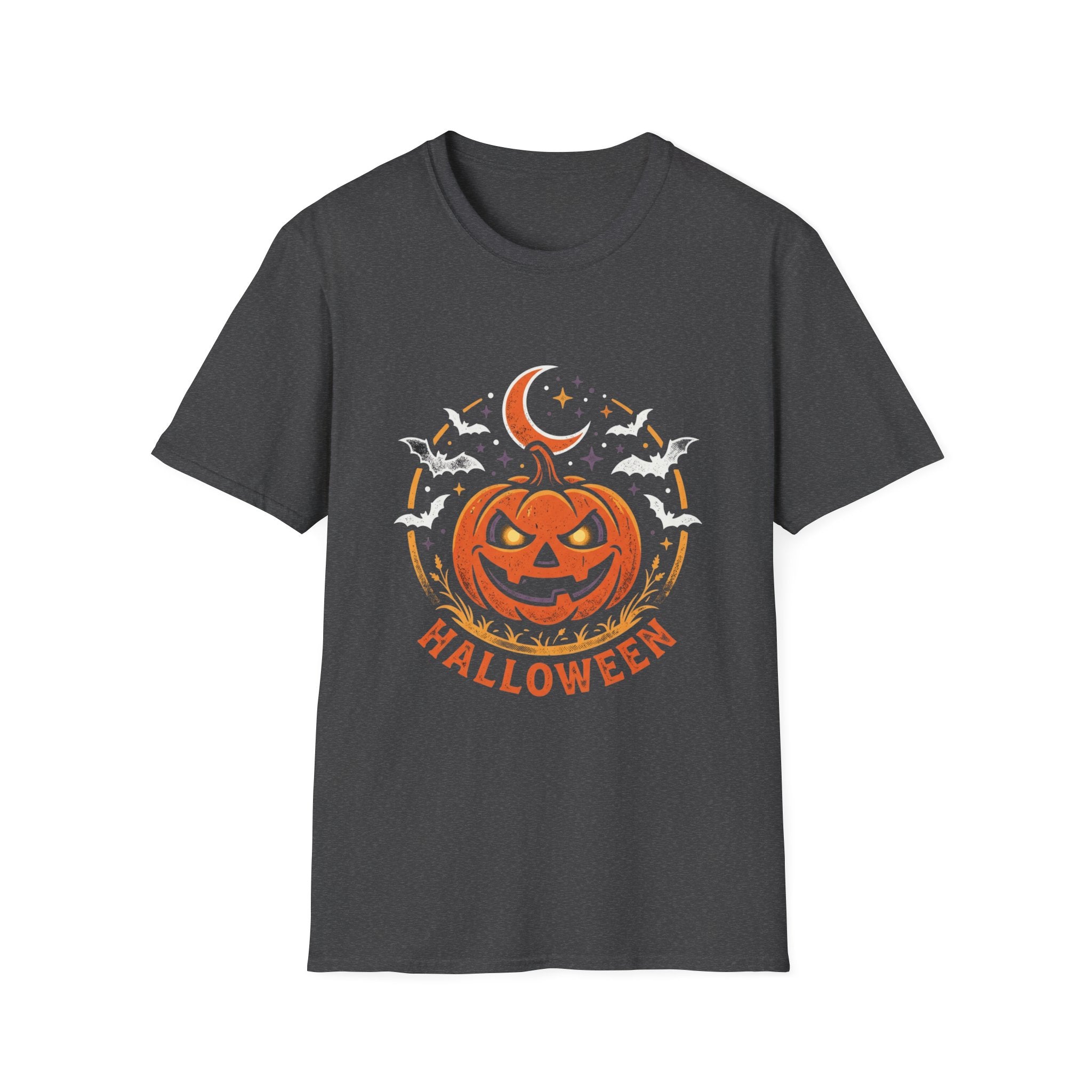 Halloween Pumpkin Tee — Jack-O'-Lantern Moon & Bats Graphic T-Shirt