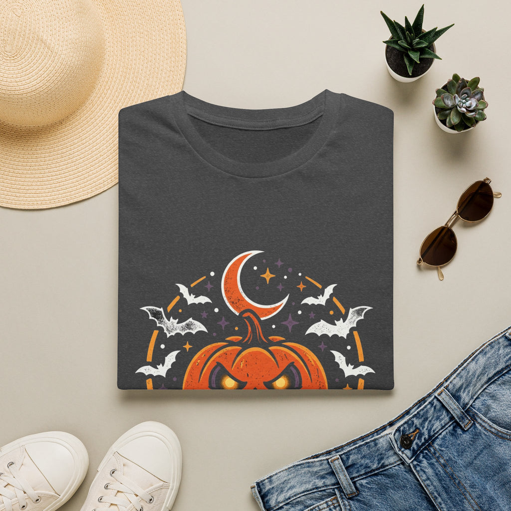 Halloween Pumpkin Tee — Jack-O'-Lantern Moon & Bats Graphic T-Shirt