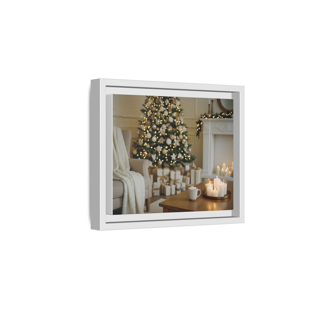 Framed Holiday Canvas Print — Cozy Christmas Living Room Wall Art
