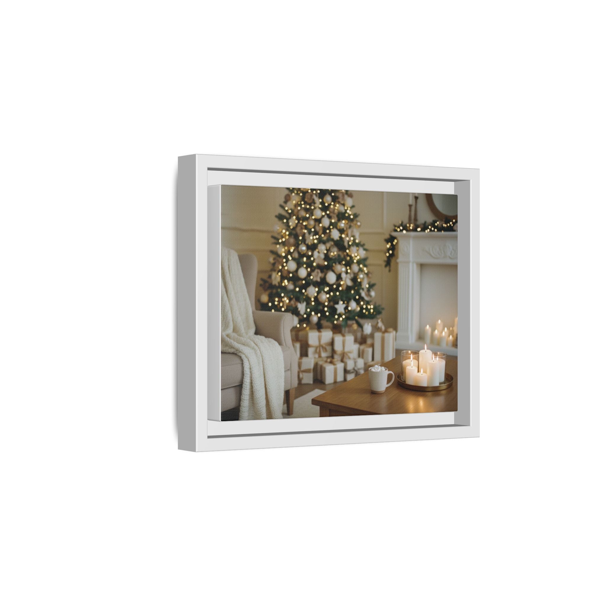 Framed Holiday Canvas Print — Cozy Christmas Living Room Wall Art