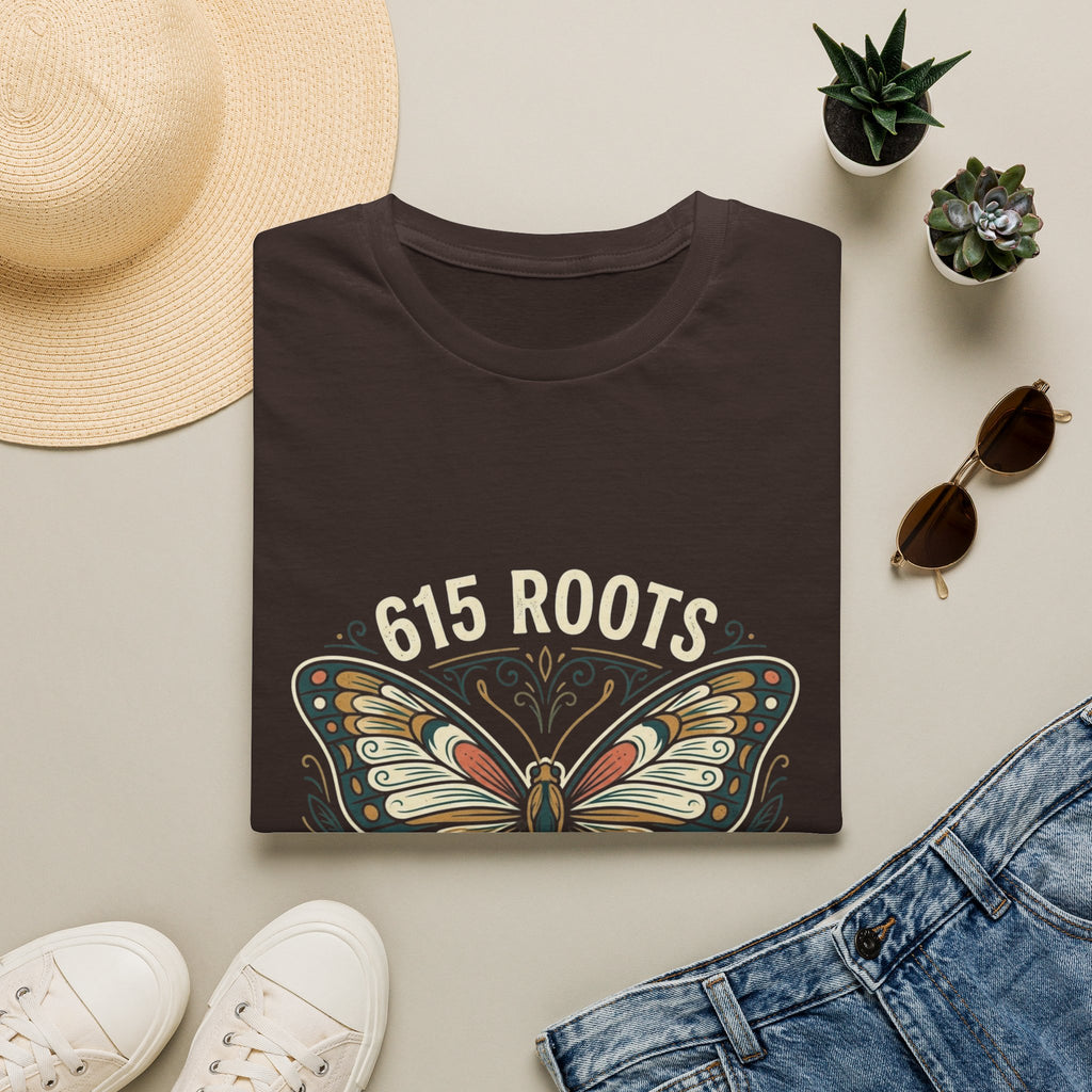 Butterfly Floral T-Shirt – "615 Roots" Vintage Nature Graphic Tee