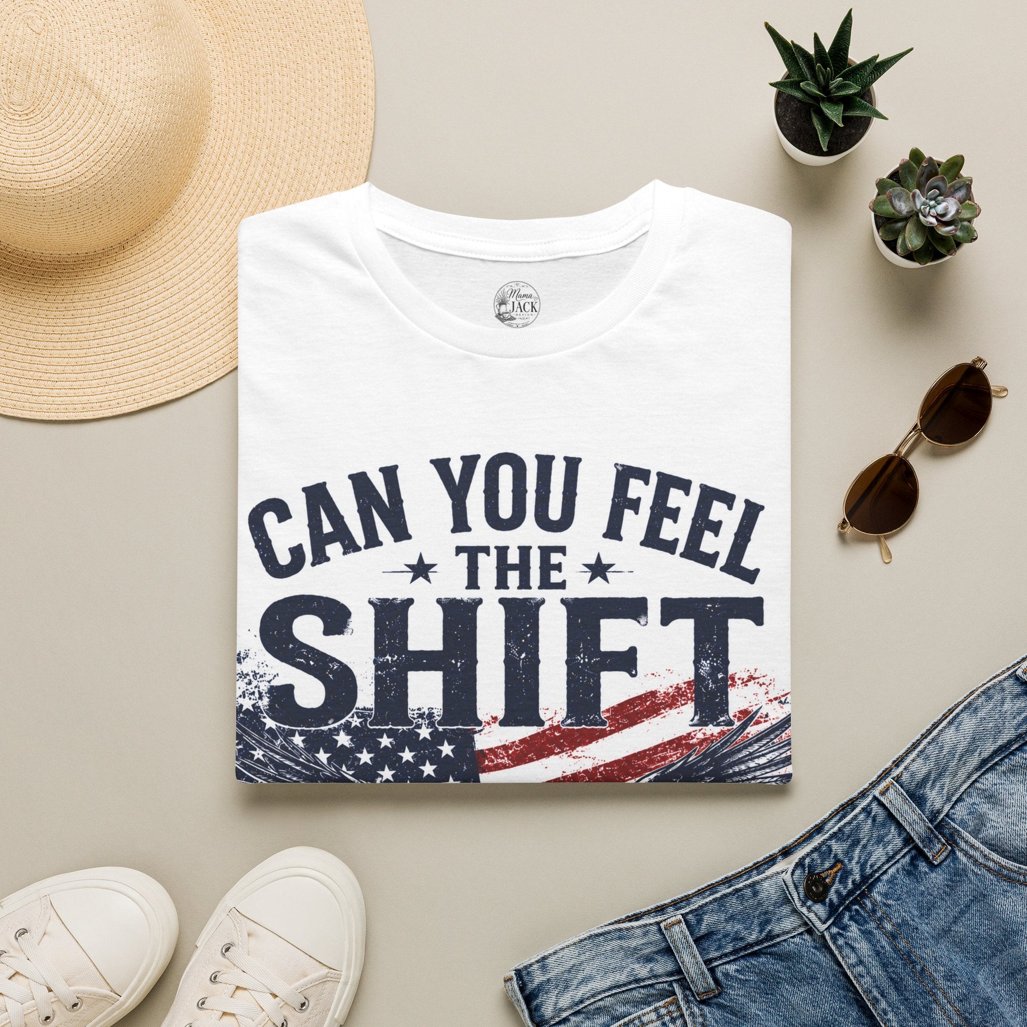 Can You Feel The Shift T-Shirt — Patriotic Eagle 'We the People' Graphic