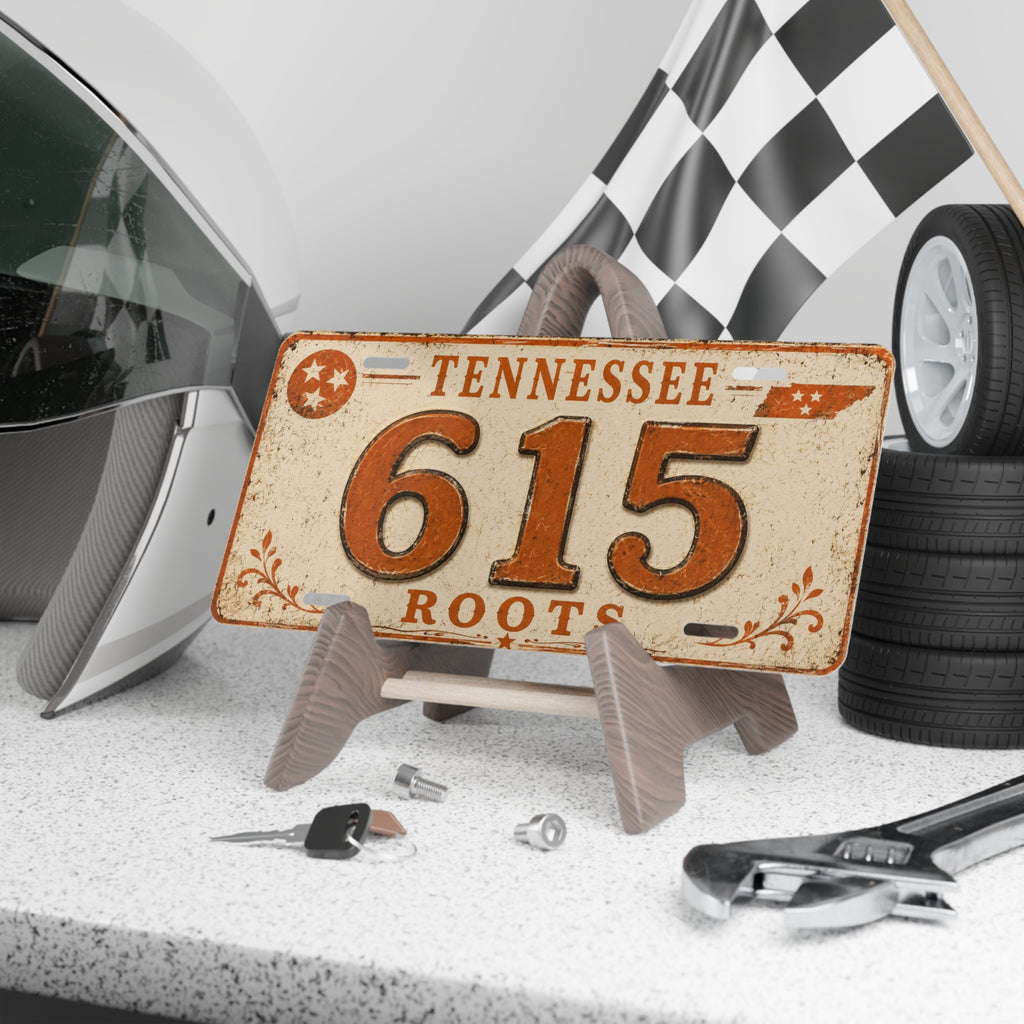 Tennessee 615 Roots Vanity Plate — Rustic Retro License Tag