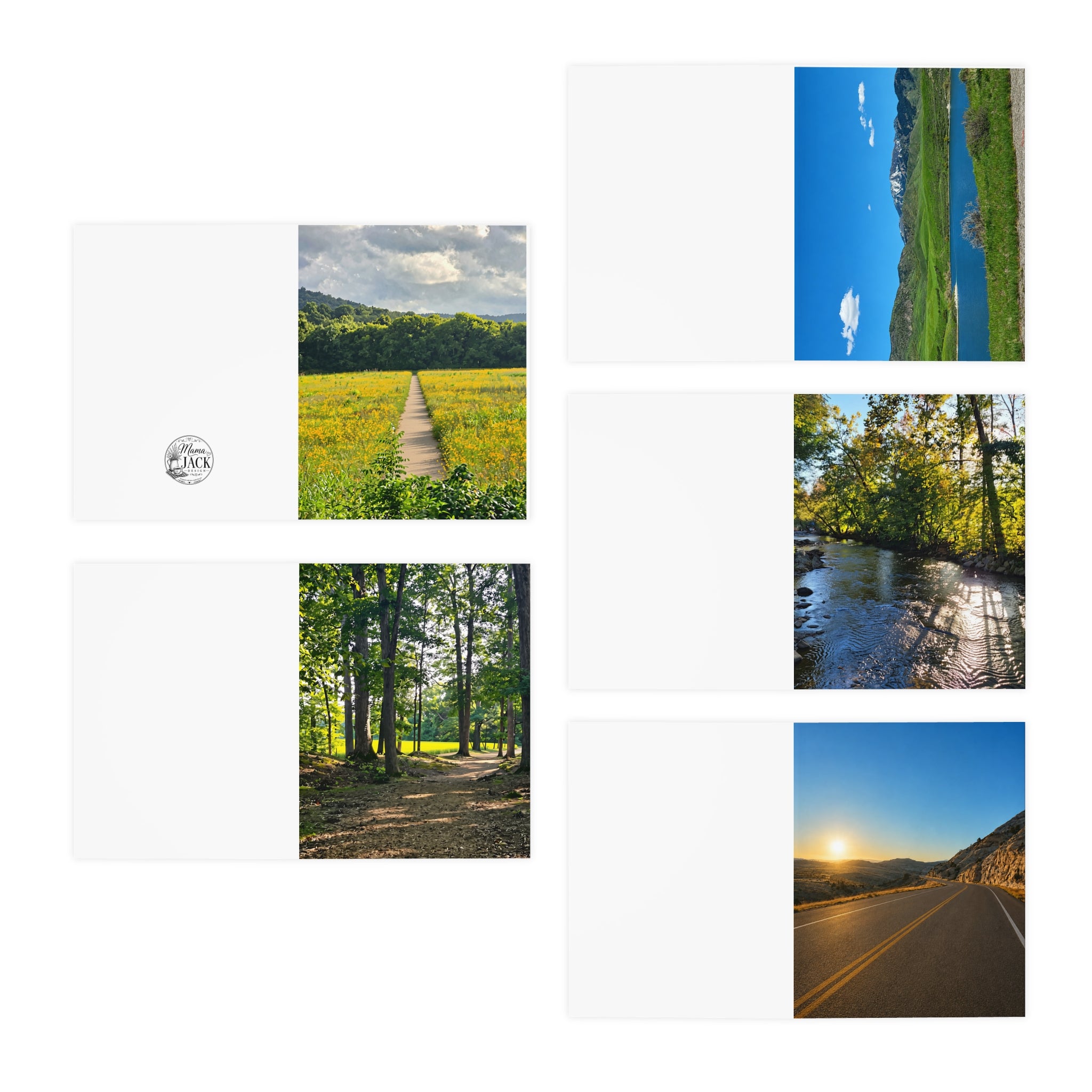 Nature Photo Greeting Cards (5-Pack) — Scenic Landscape Blank Inside