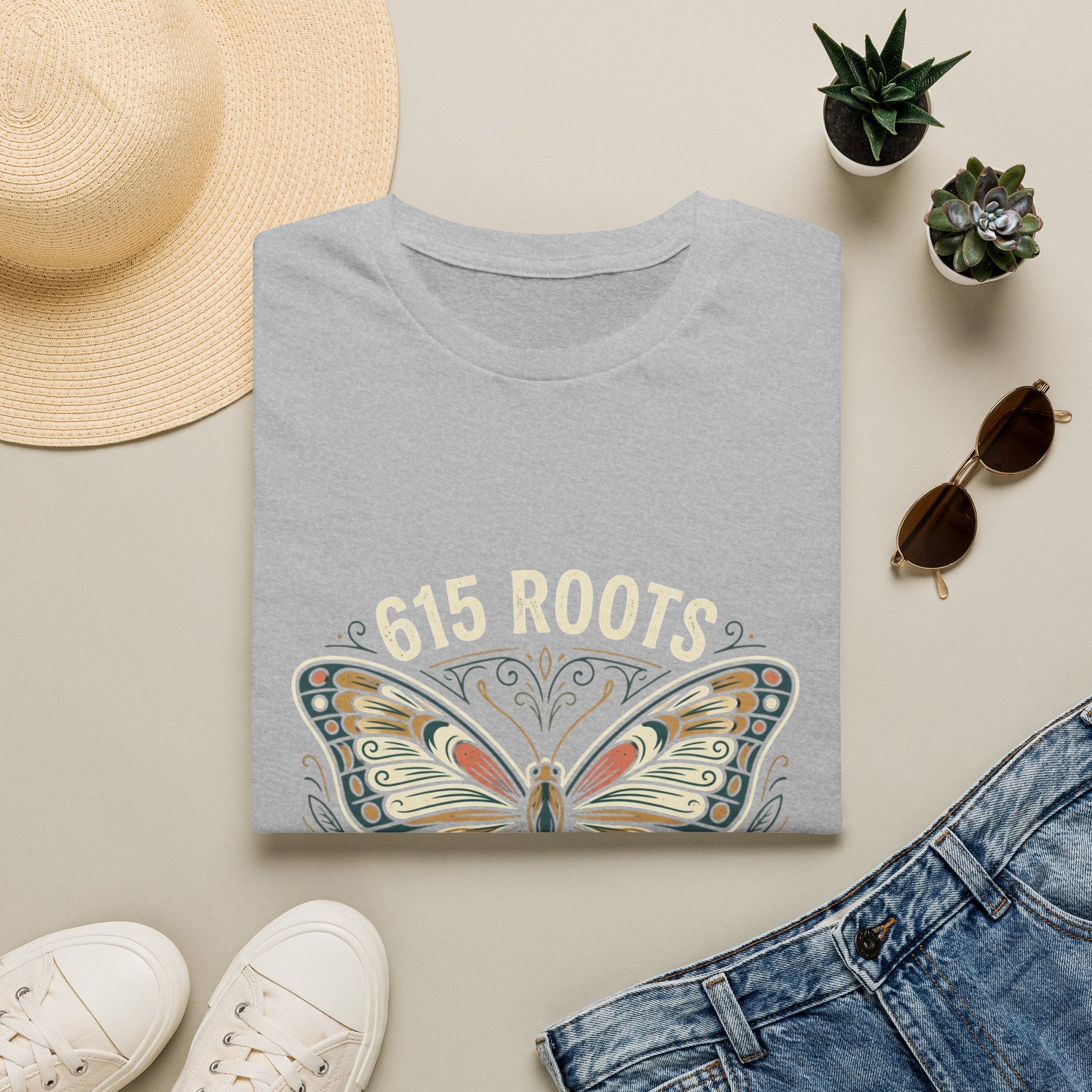 Butterfly Floral T-Shirt – "615 Roots" Vintage Nature Graphic Tee