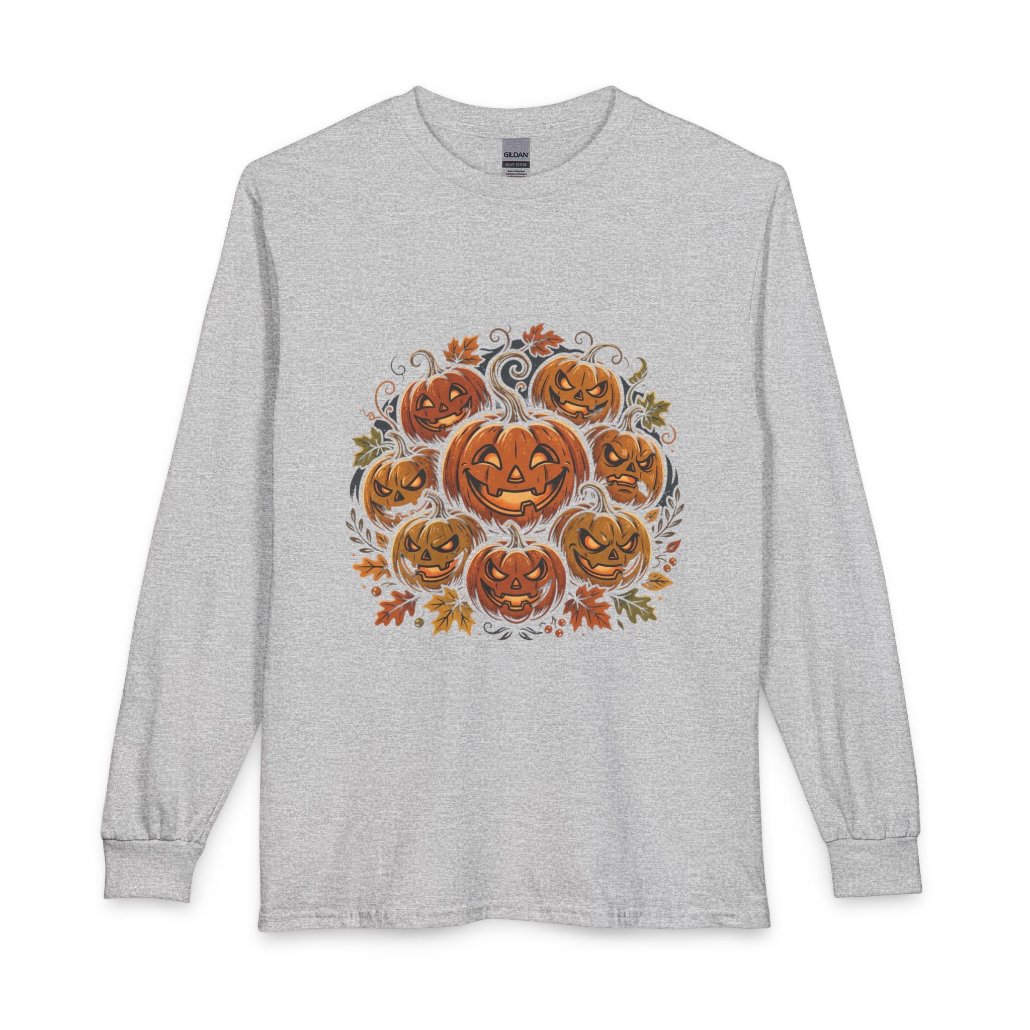 Halloween Pumpkin Jack-o'-Lanterns Long Sleeve Tee — Fall Haunted Harvest Shirt