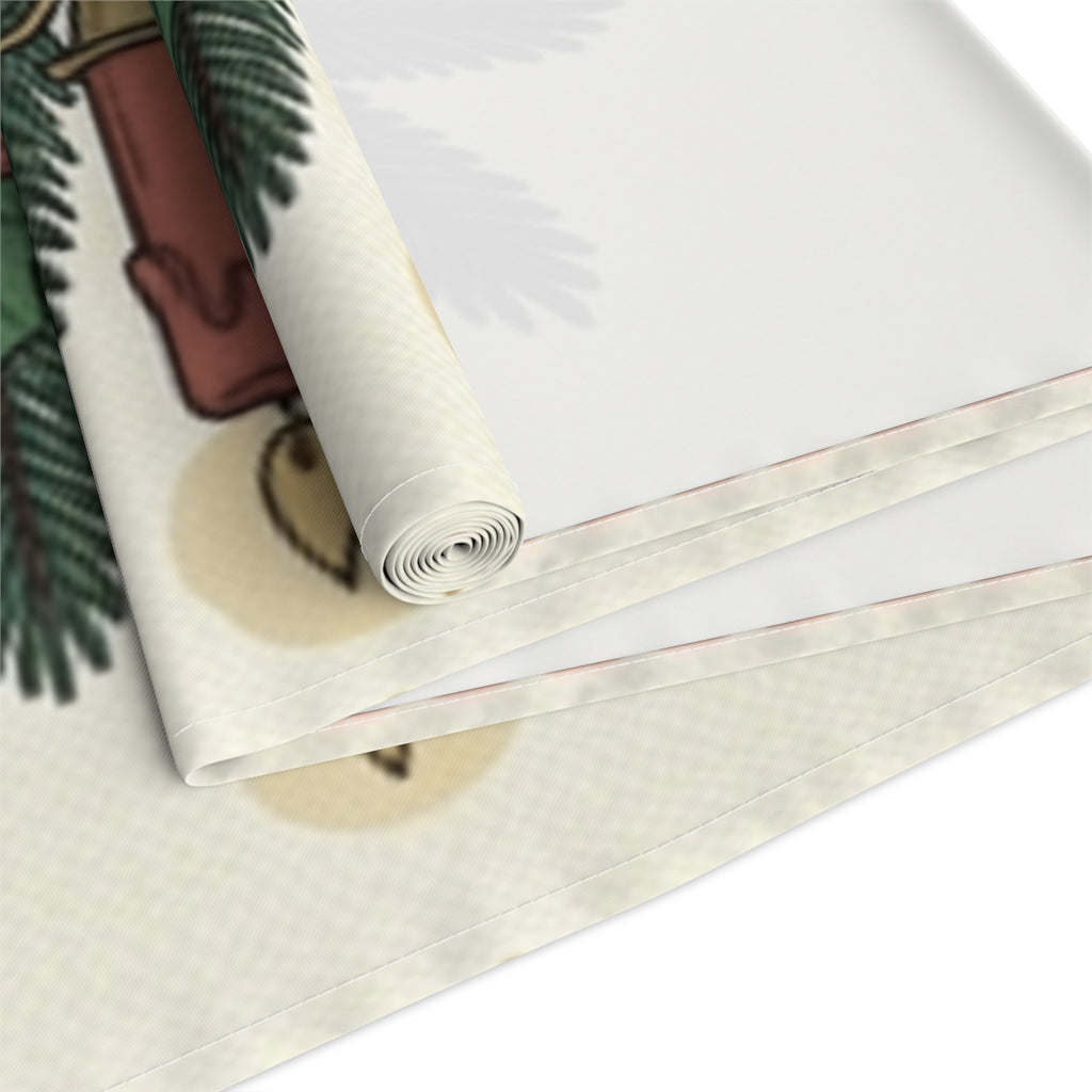 Christmas Candle & Holly Table Runner – Festive Holiday Dining Decor