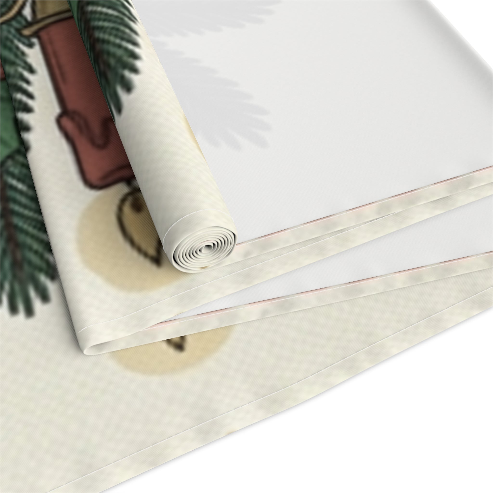 Christmas Candle & Holly Table Runner – Festive Holiday Dining Decor