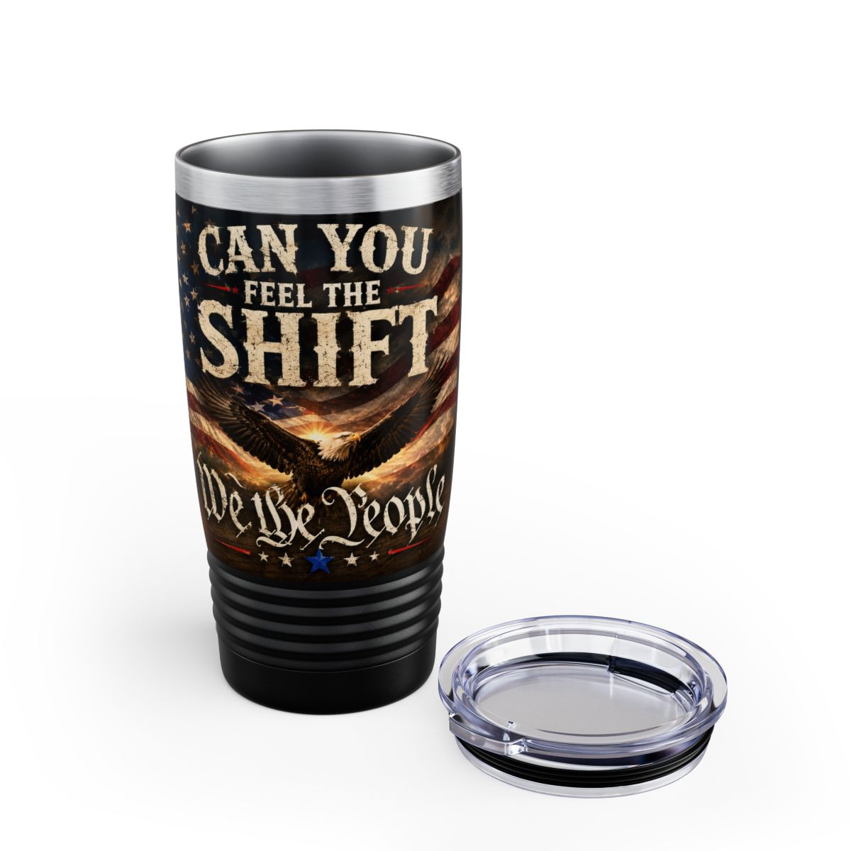 Can You Feel The Shift Ringneck Tumbler – 20oz Patriotic Eagle Travel Mug