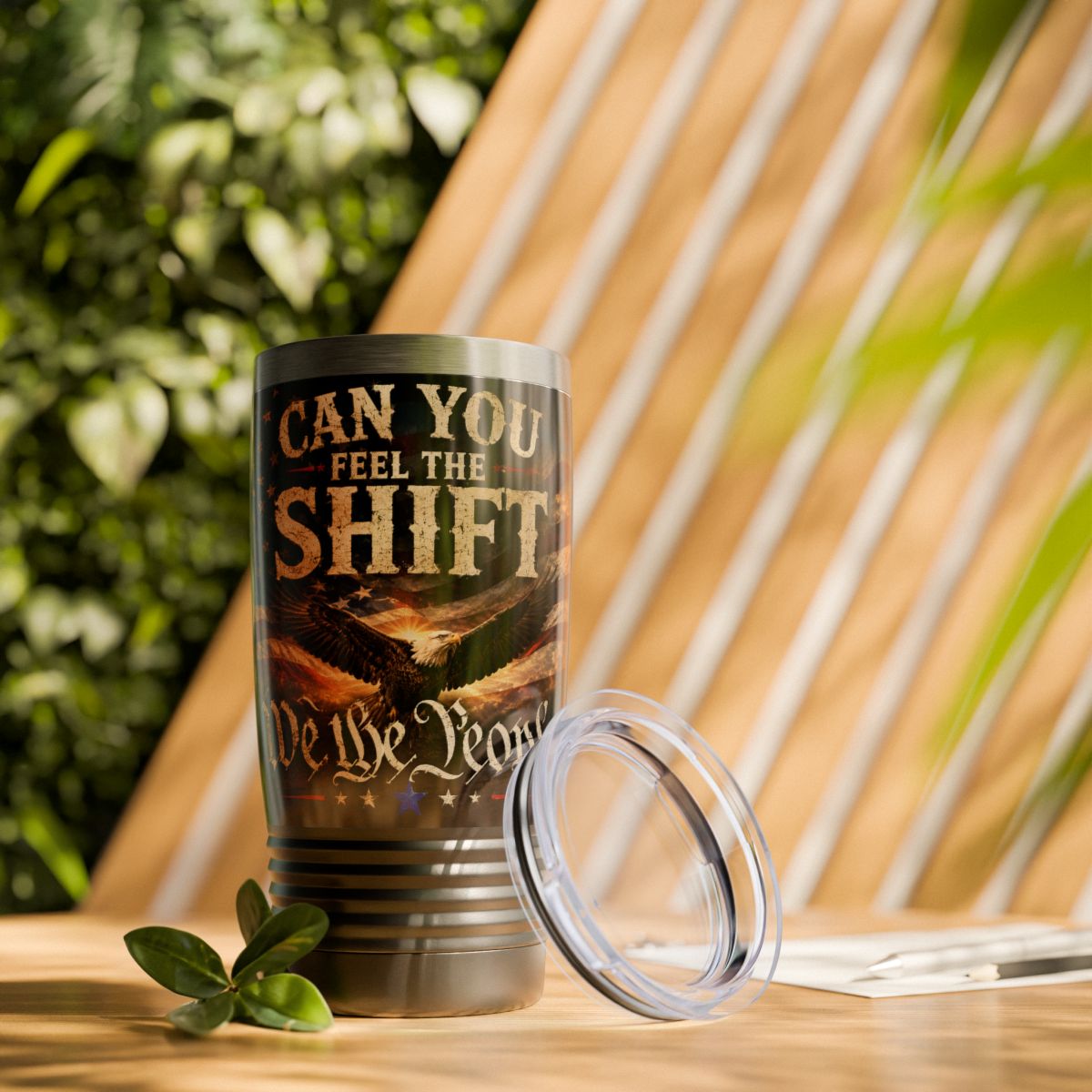 Can You Feel The Shift Ringneck Tumbler – 20oz Patriotic Eagle Travel Mug