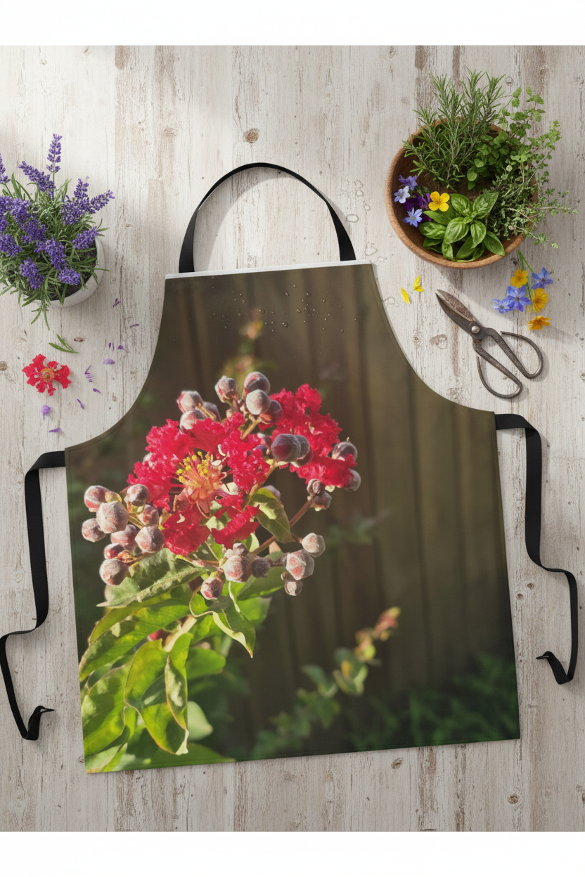 Floral Blossom Apron - Pink Crepe Myrtle Garden Print