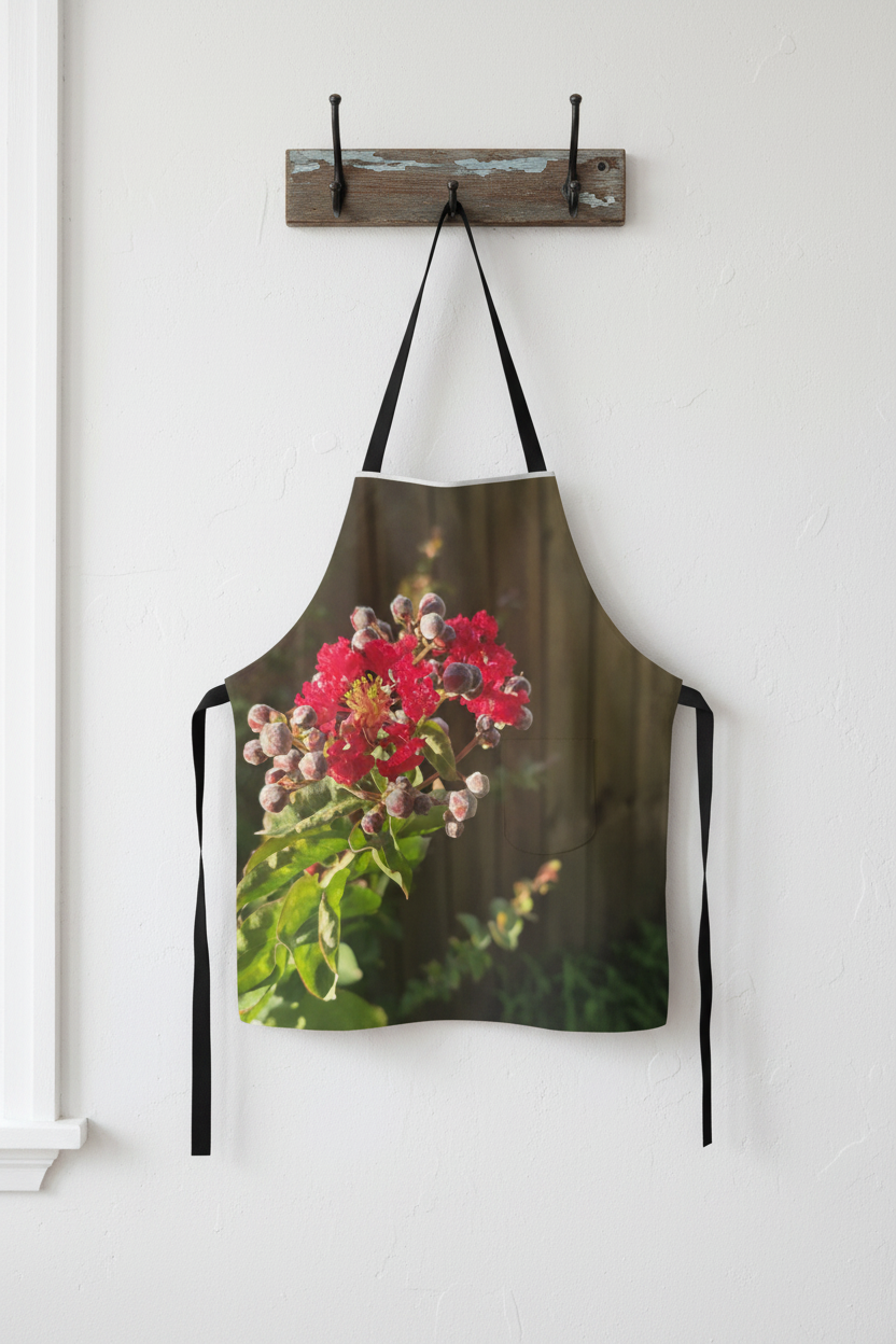 Floral Blossom Apron - Pink Crepe Myrtle Garden Print