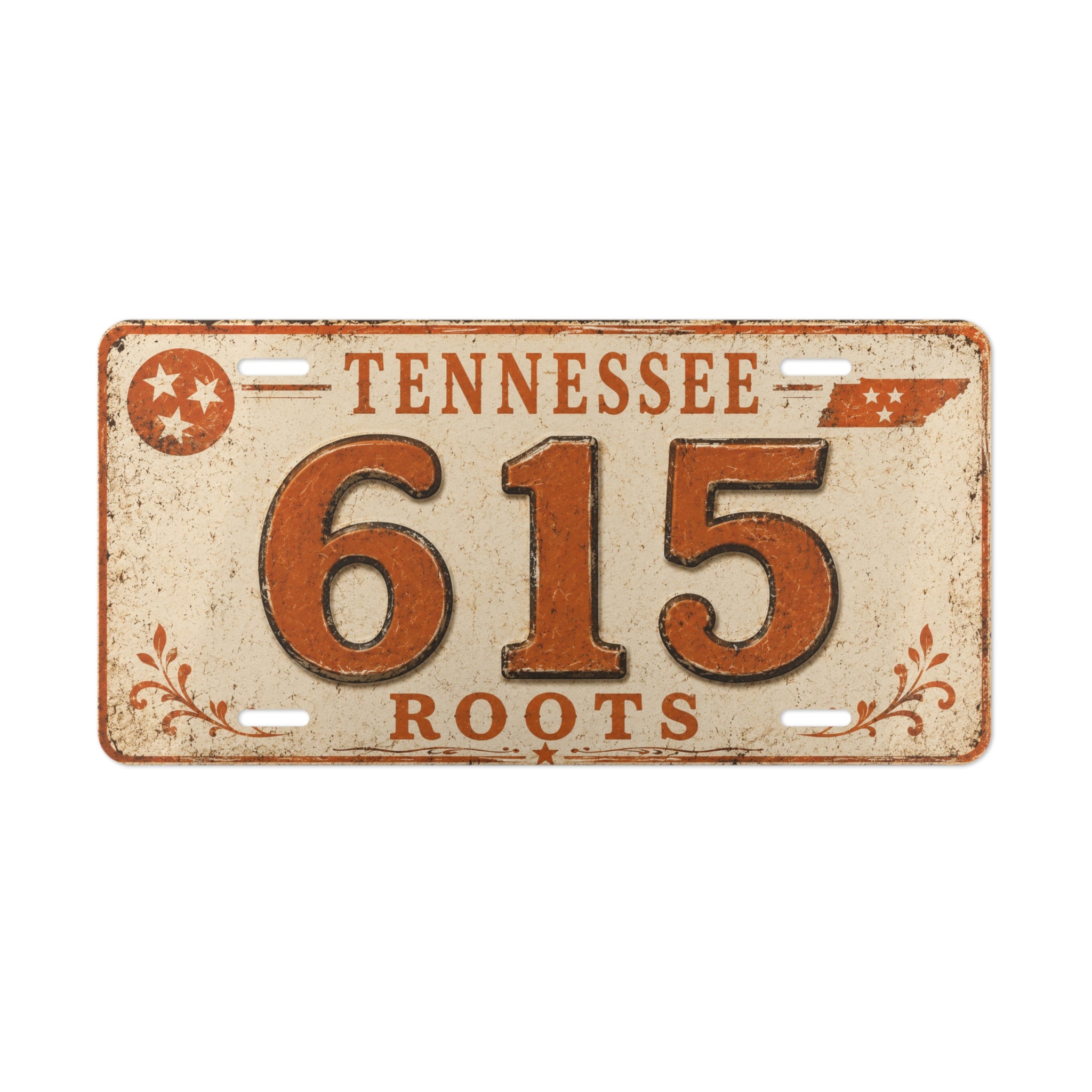 Tennessee 615 Roots Vanity Plate — Rustic Retro License Tag