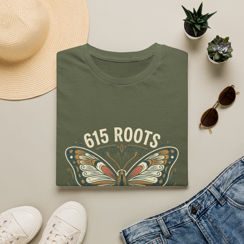 Butterfly Floral T-Shirt – "615 Roots" Vintage Nature Graphic Tee