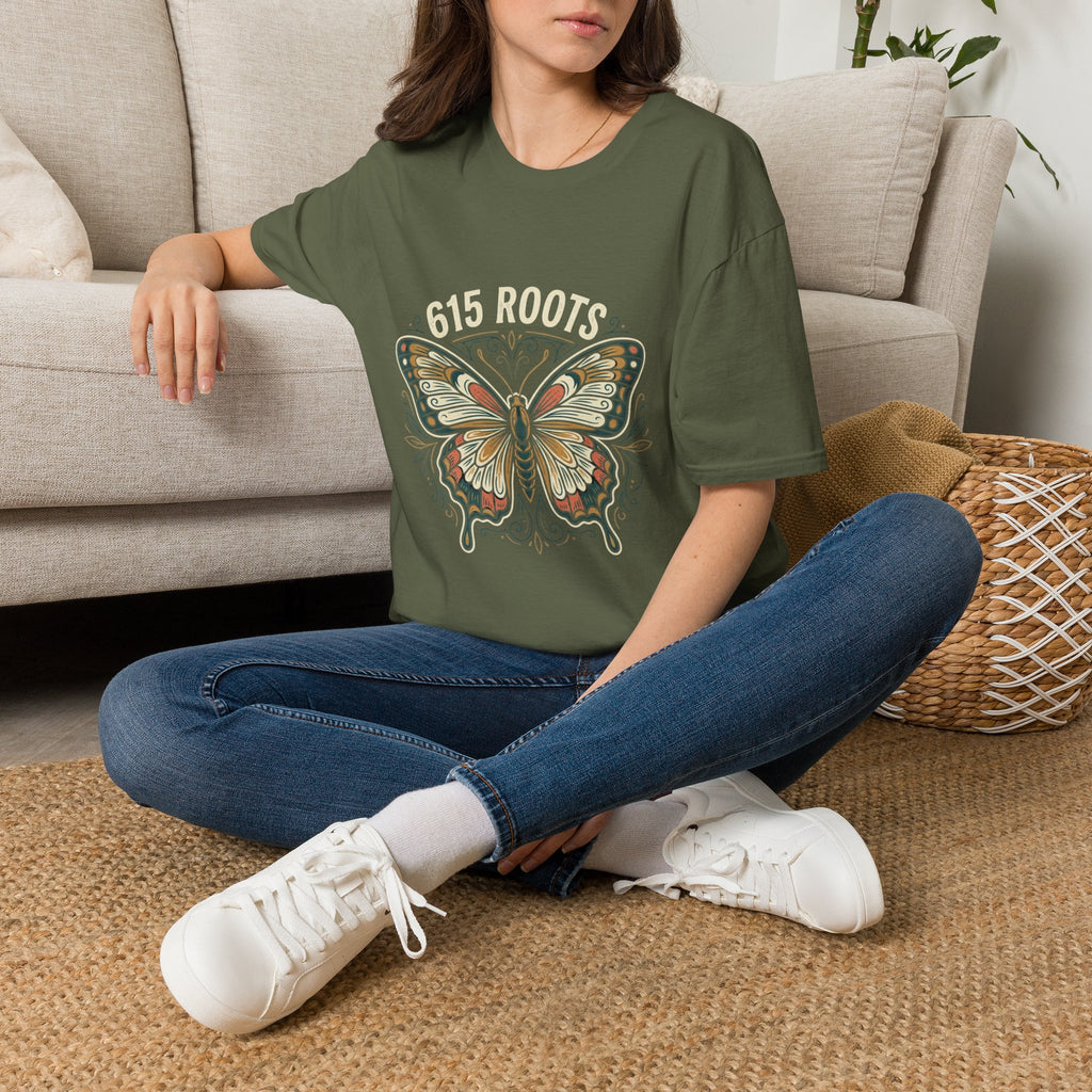 Butterfly Floral T-Shirt – "615 Roots" Vintage Nature Graphic Tee