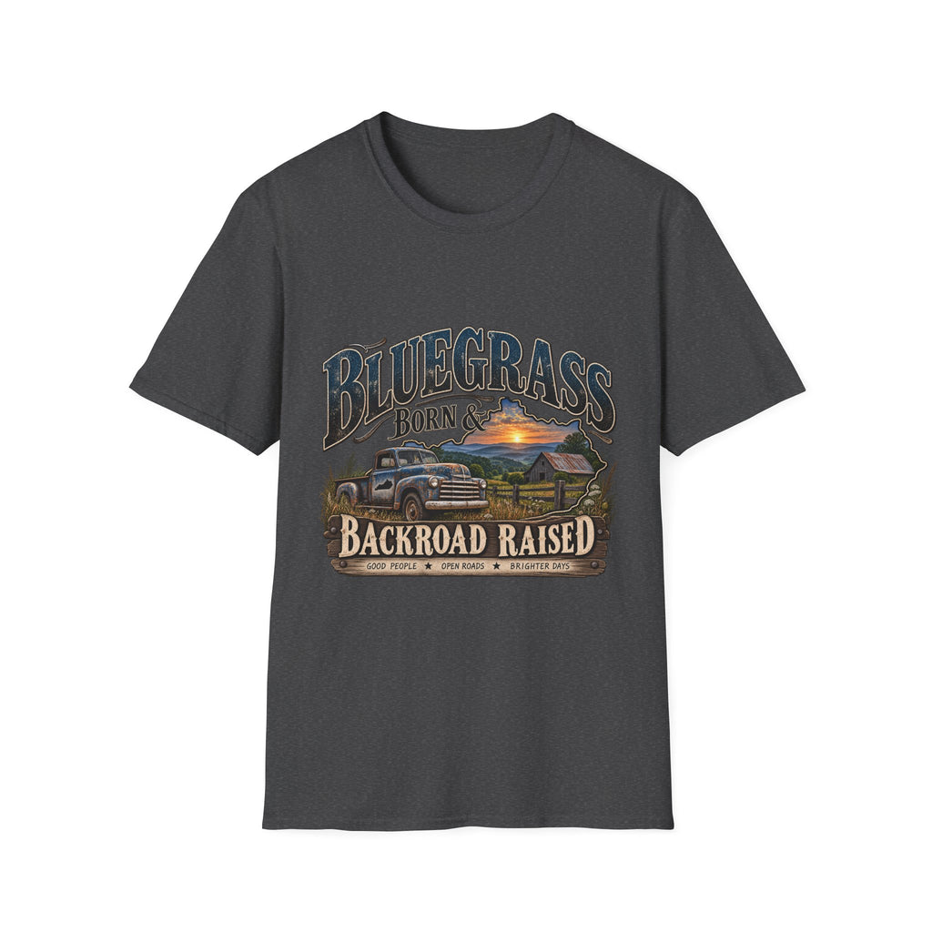 Bluegrass Born & Backroad Raised T-Shirt — Country Sunset Graphic Tee