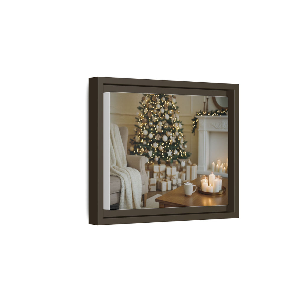 Framed Holiday Canvas Print — Cozy Christmas Living Room Wall Art