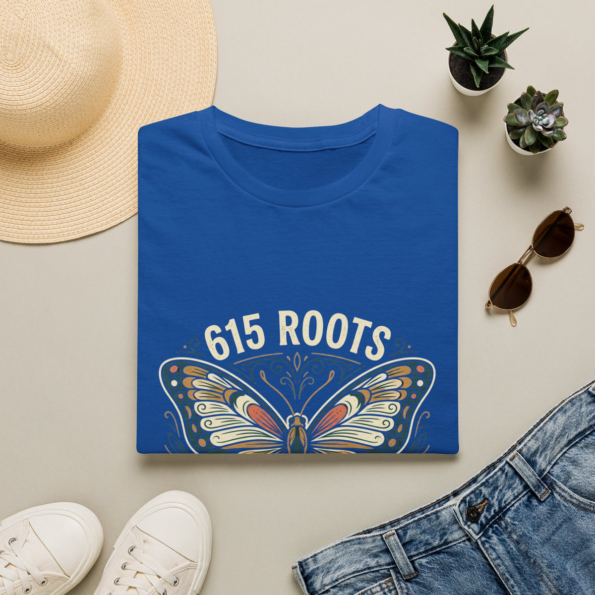 Butterfly Floral T-Shirt – "615 Roots" Vintage Nature Graphic Tee
