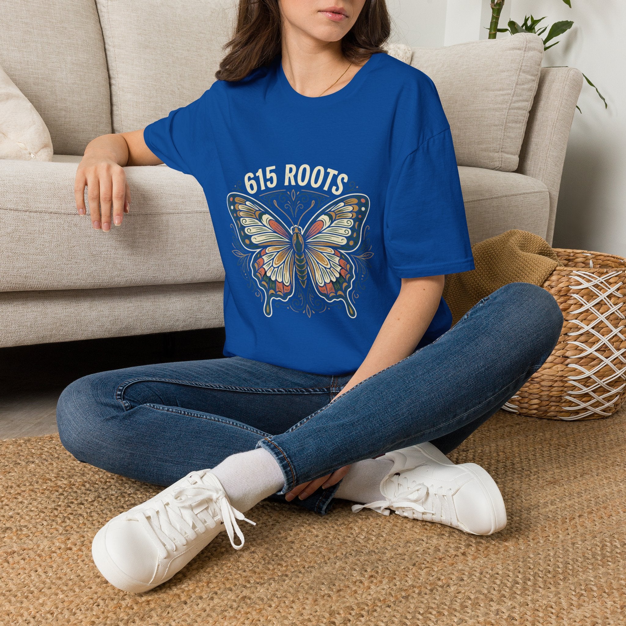 Butterfly Floral T-Shirt – "615 Roots" Vintage Nature Graphic Tee
