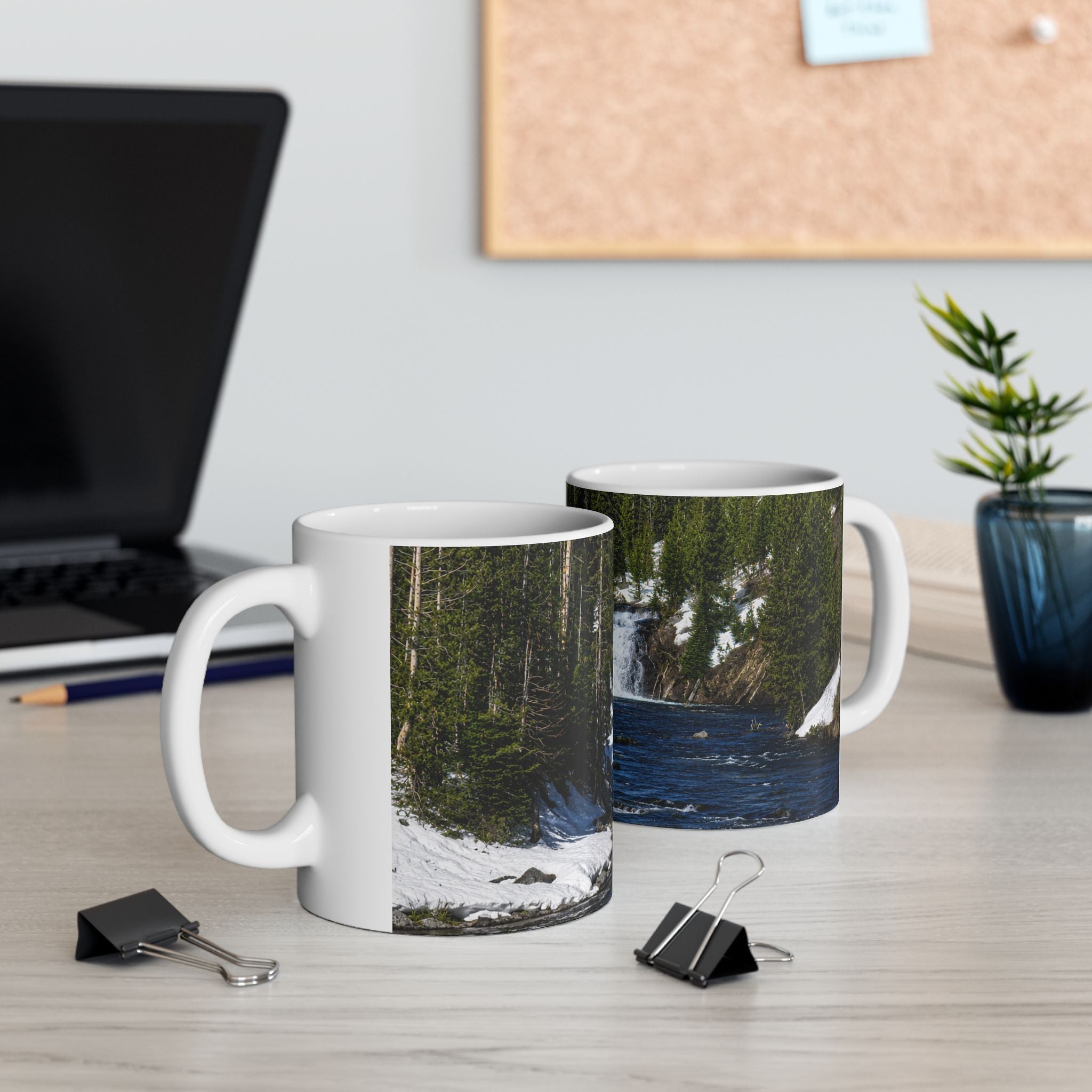 Waterfall Scenic Ceramic Mug - Nature River Landscape Coffee Cup (11oz, 15oz)