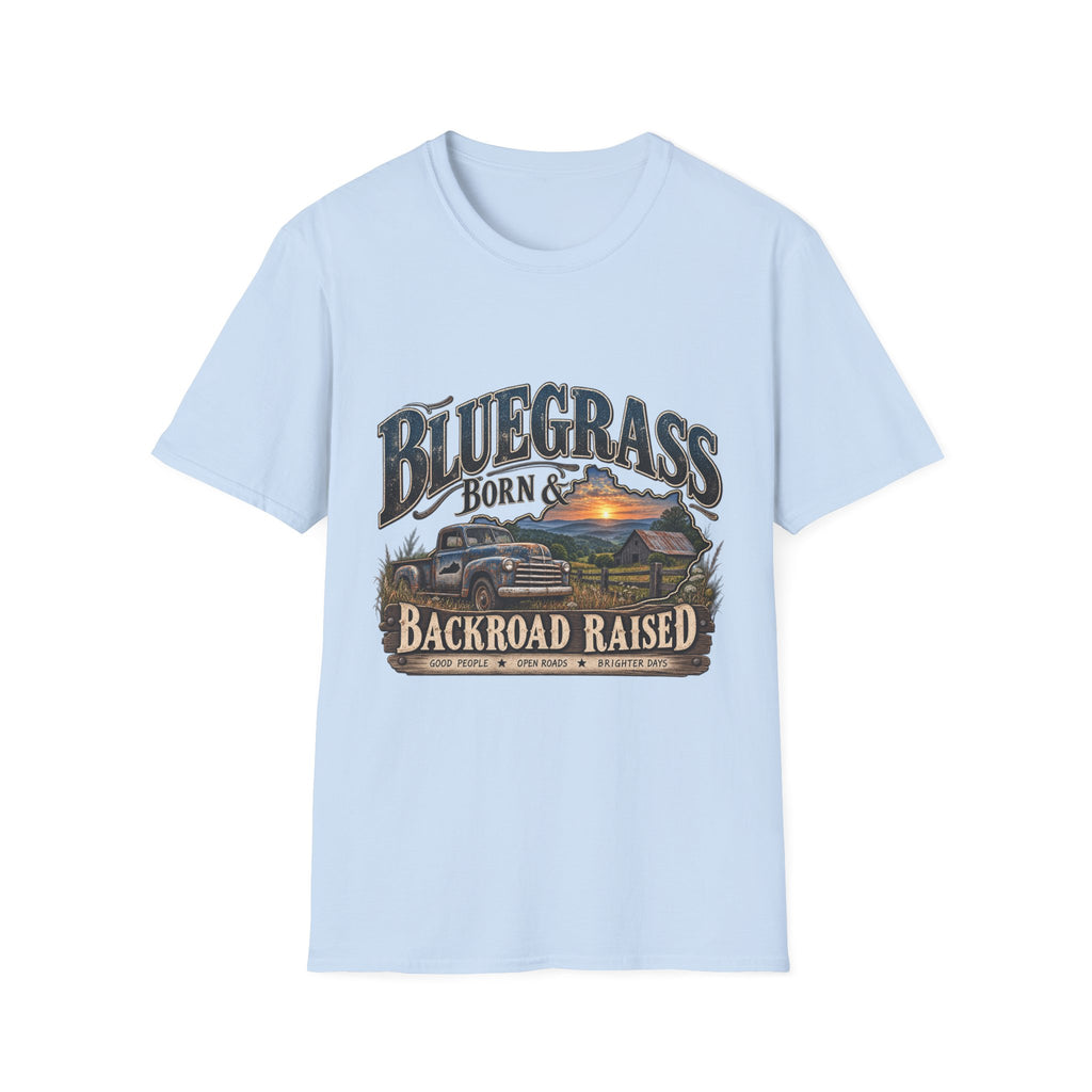 Bluegrass Born & Backroad Raised T-Shirt — Country Sunset Graphic Tee