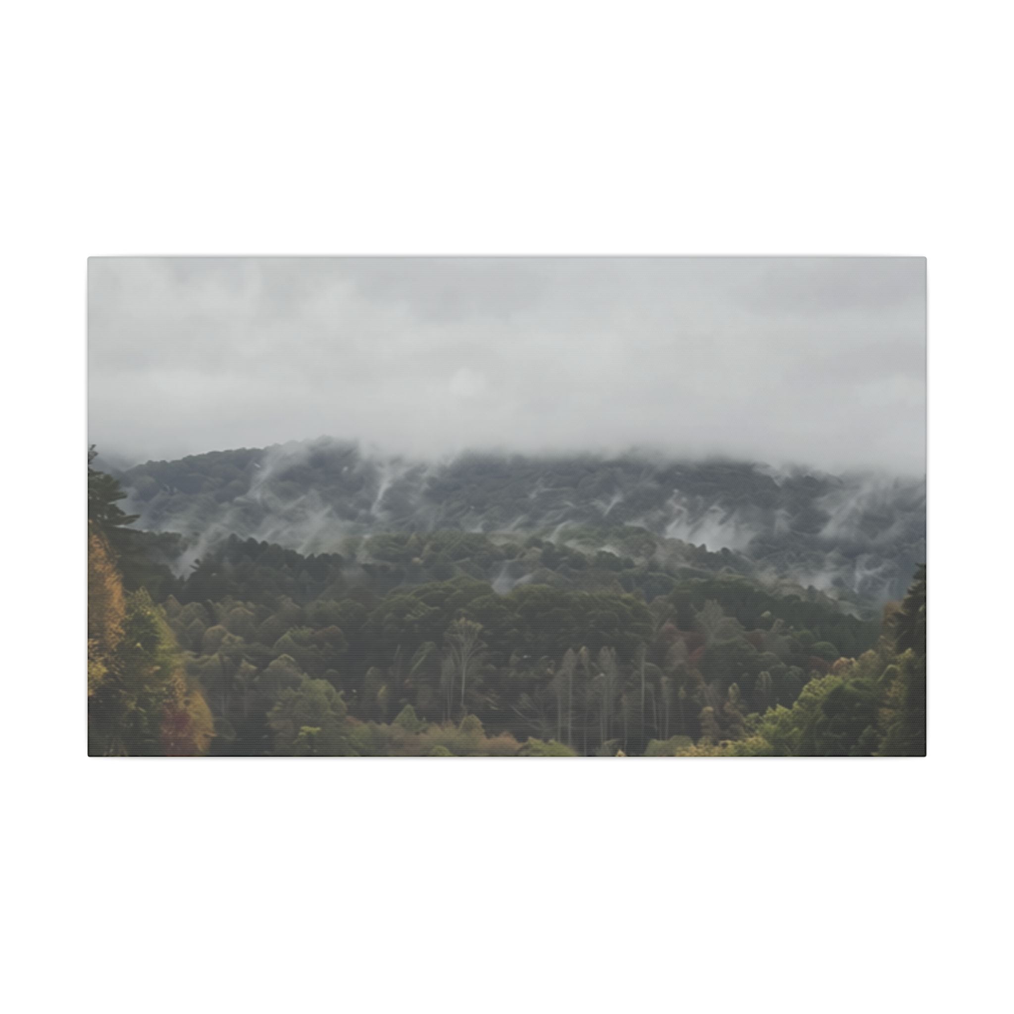 Foggy Blue Ridge Mountain Road Matte Canvas — Stretched Landscape Wall Art